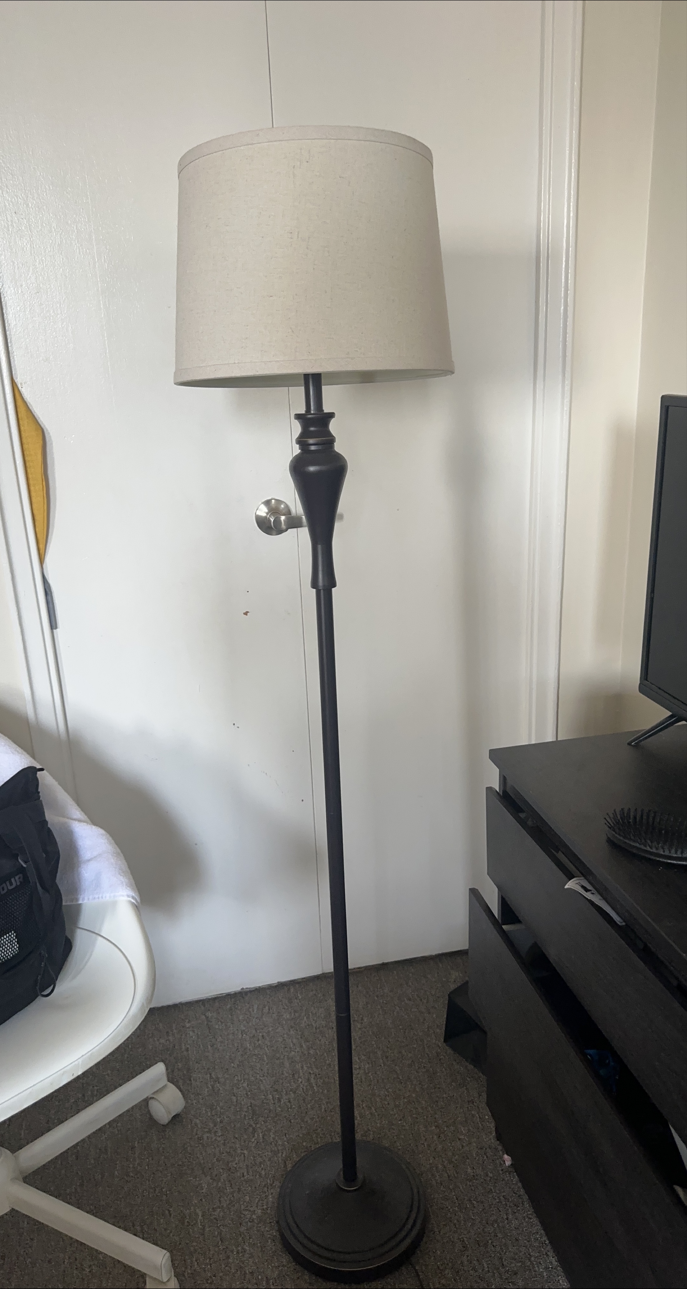 Floor Lamp - Beige Shade, Black Stand(MOVE OUT SALE) thumbnail