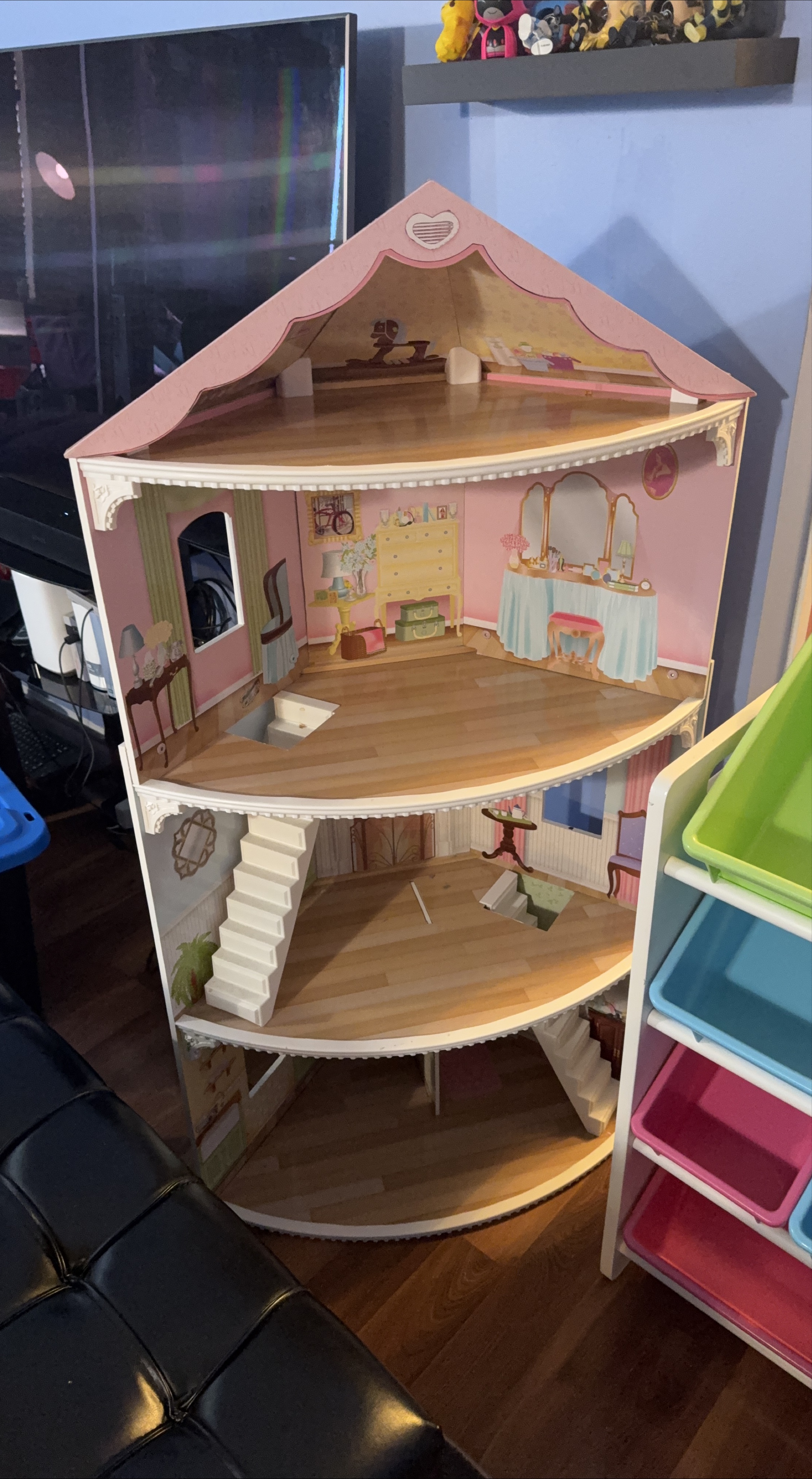 Dollhouse - Wood, Pink and White thumbnail