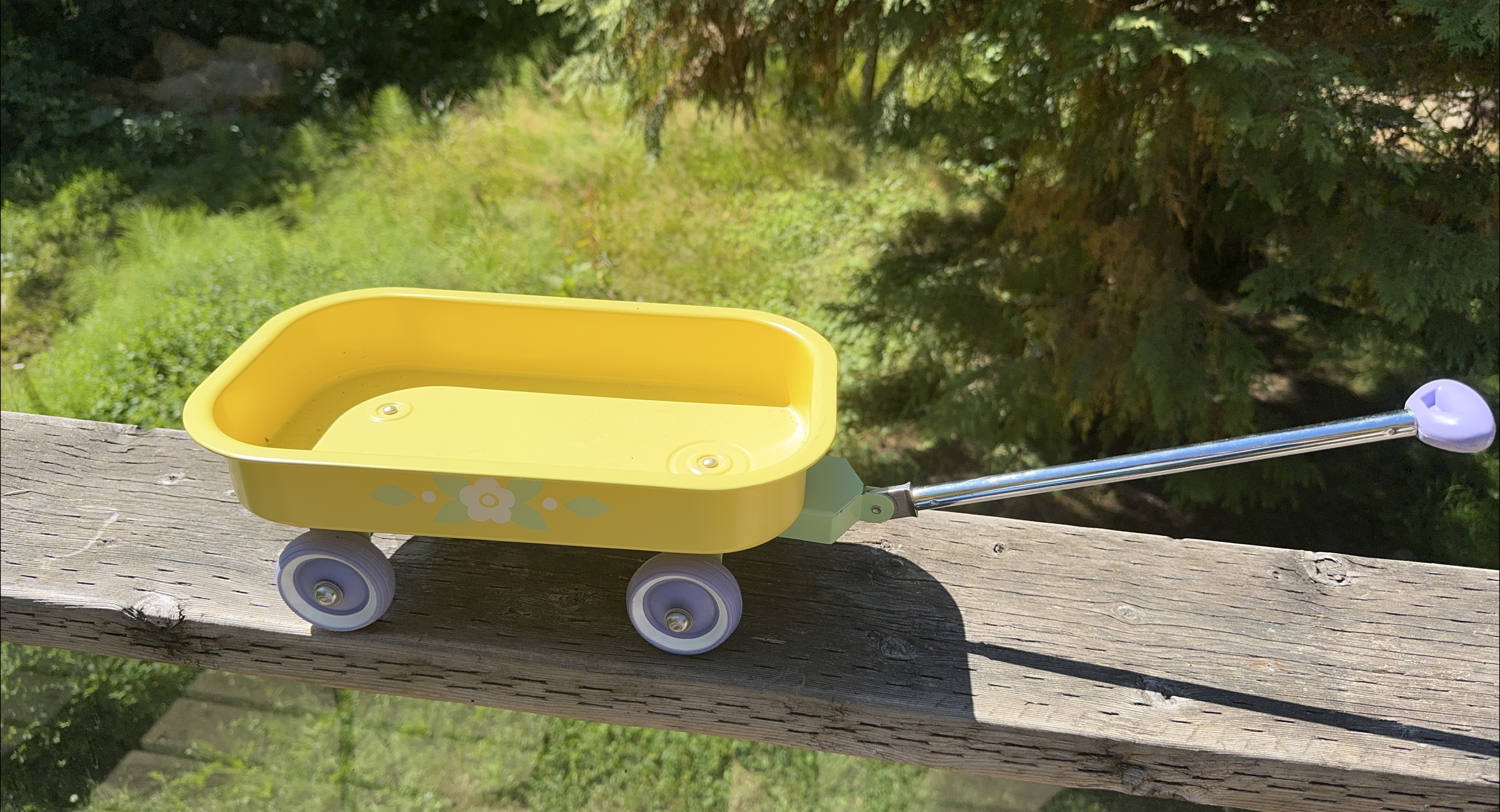 Yellow Metal Wagon with Floral Design thumbnail