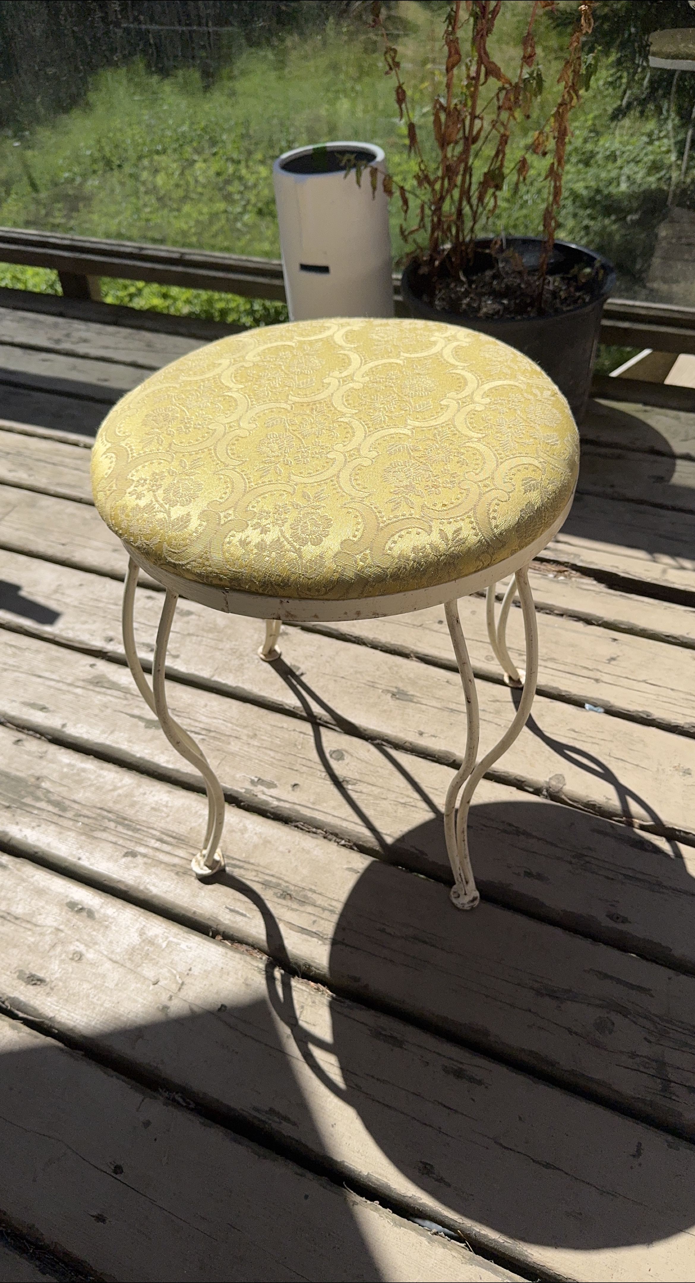 Vintage Floral Upholstered Vanity Stool thumbnail