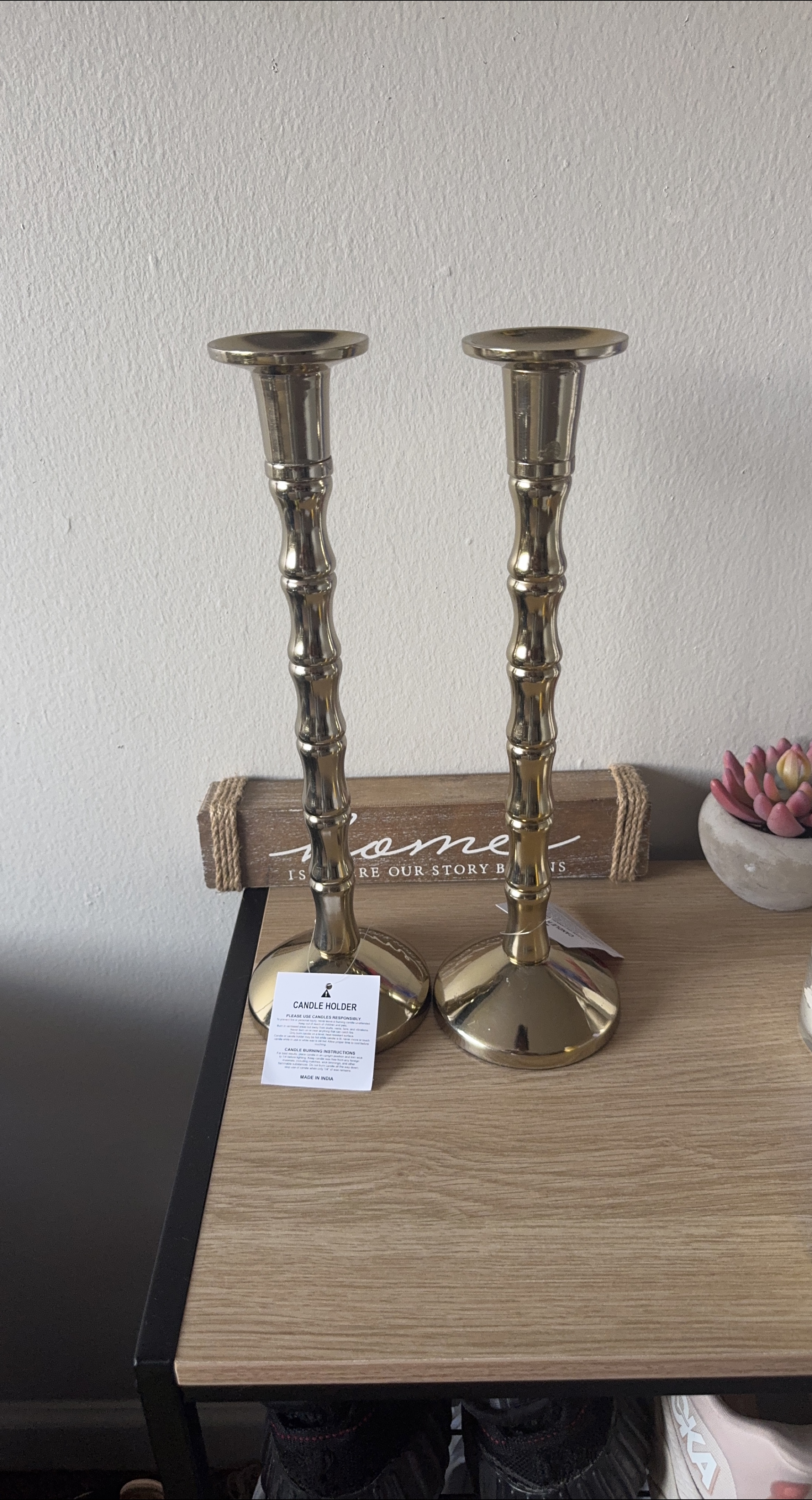 Gold Candle Holders - Set of 2 thumbnail