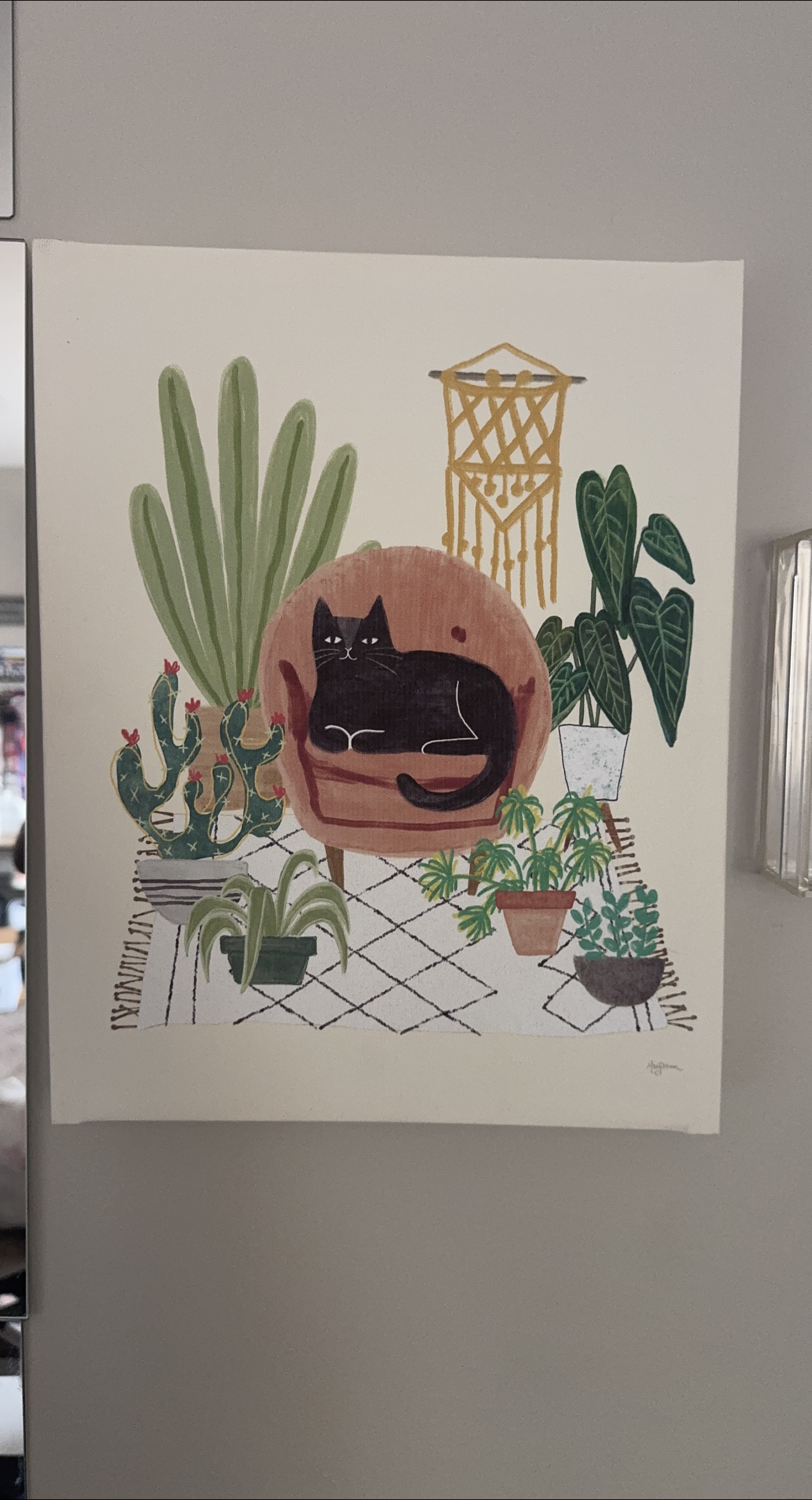 Cat and Plants Art Print thumbnail
