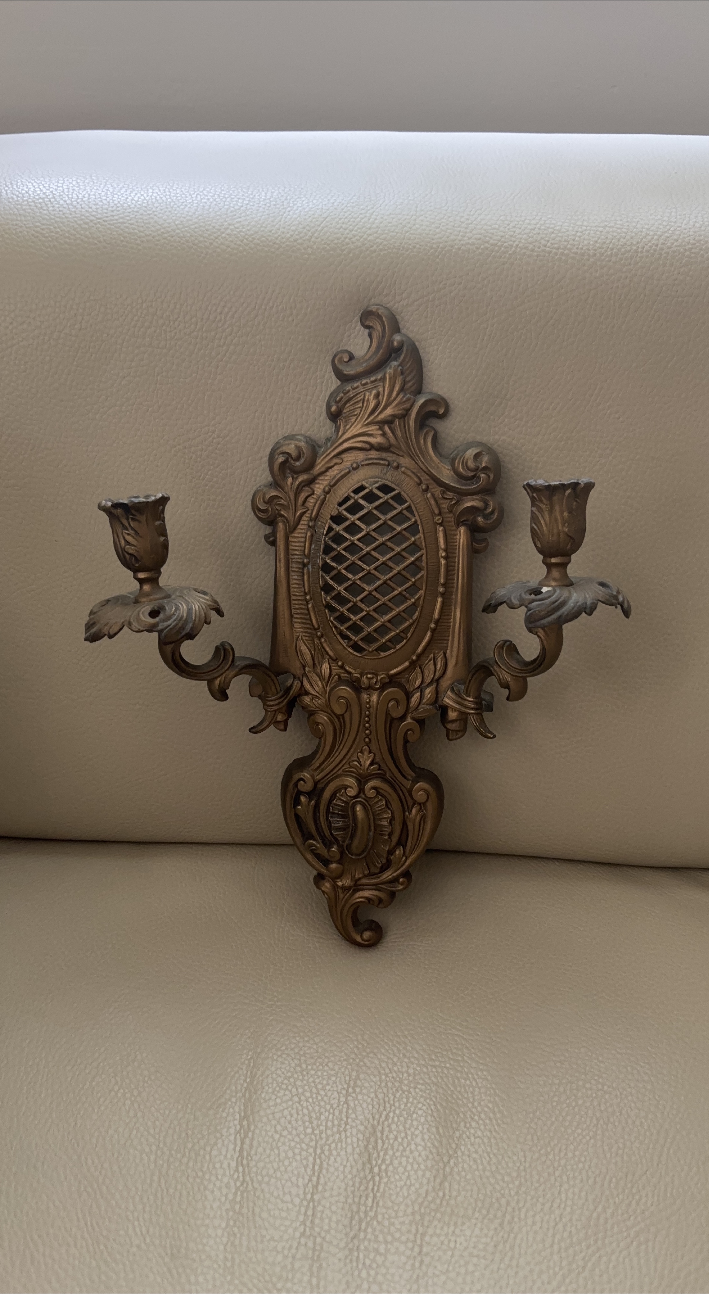 Vintage Ornate Metal Wall Sconce Candle Holder thumbnail