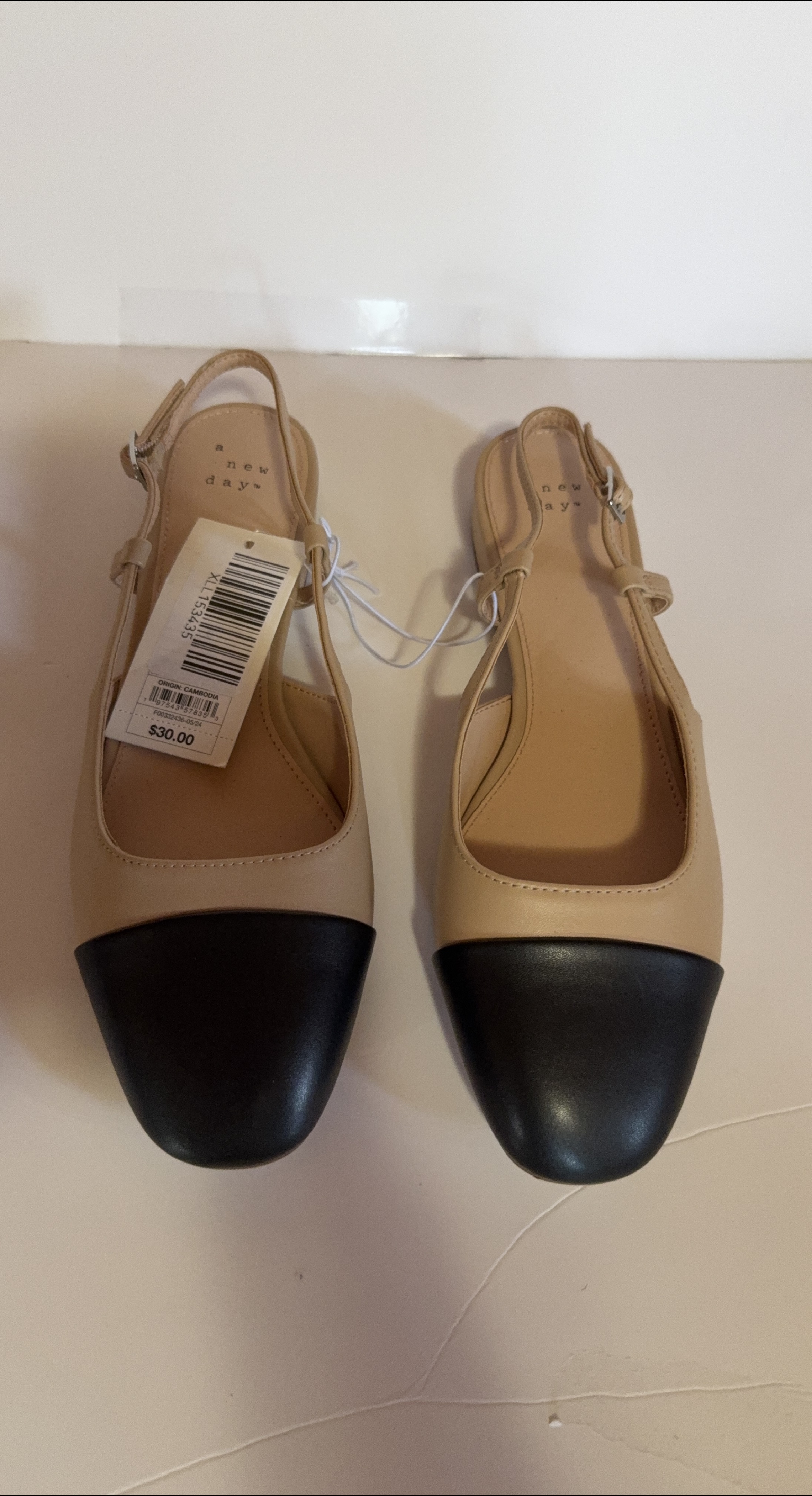 A New Day Beige & Black Slingback Heels - New with Tags! thumbnail
