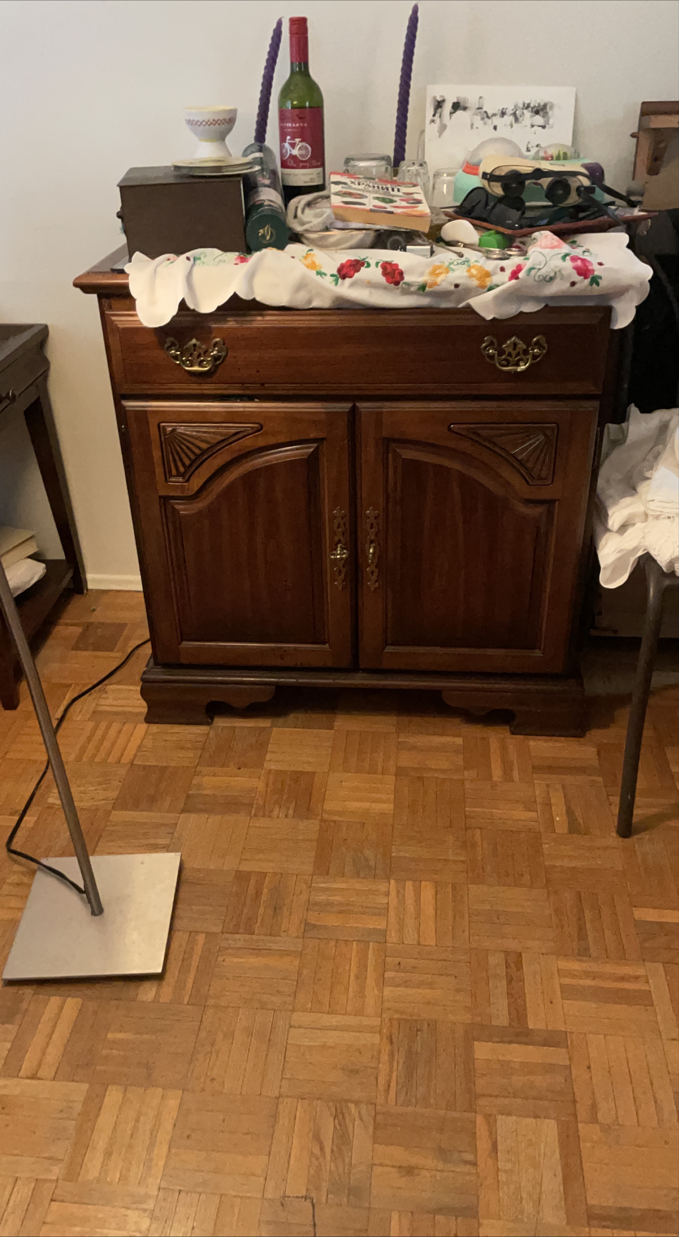 Wooden Cabinet with Doors and Drawer thumbnail