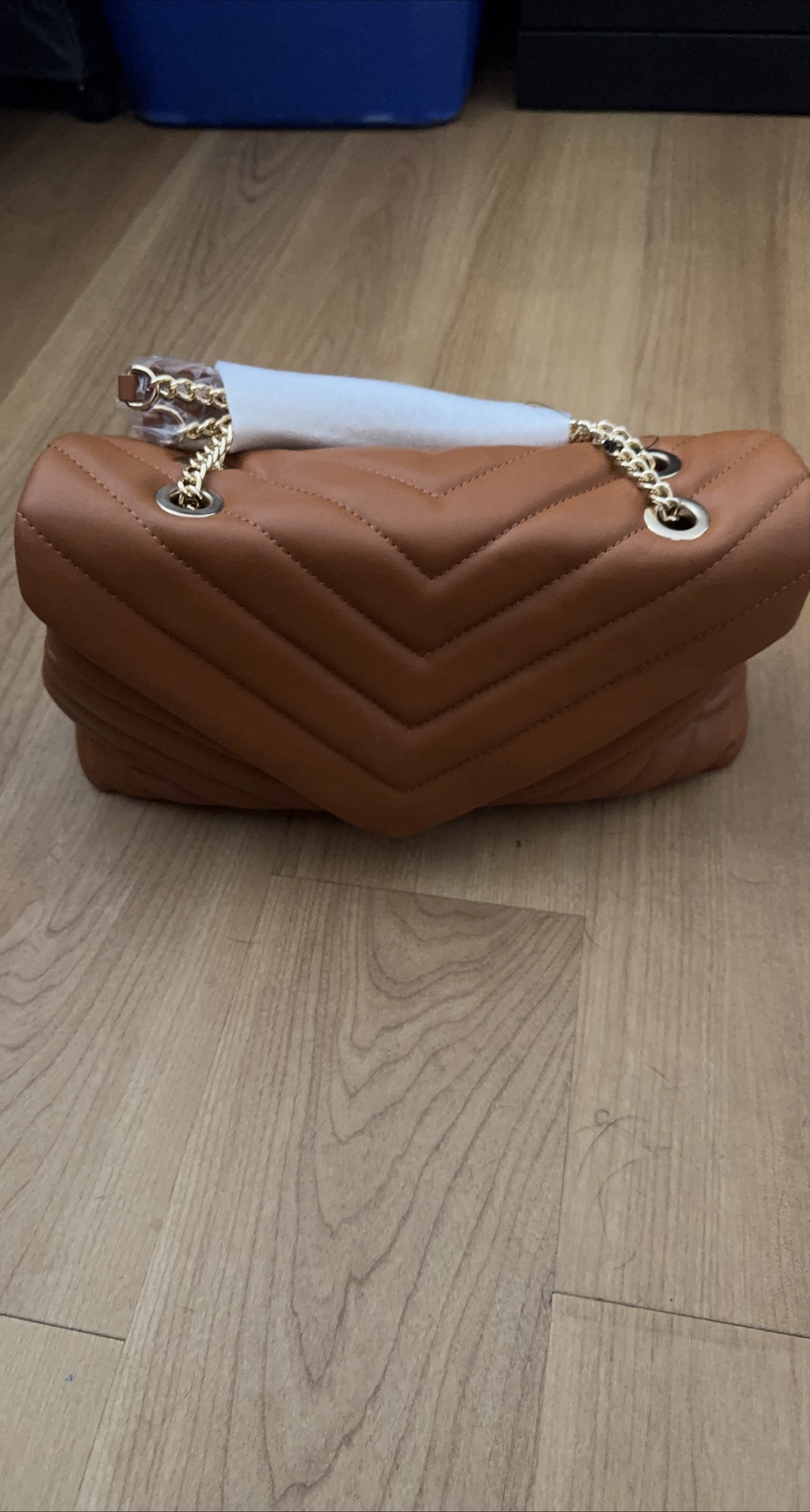 Brown Chevron Pattern Shoulder Bag
