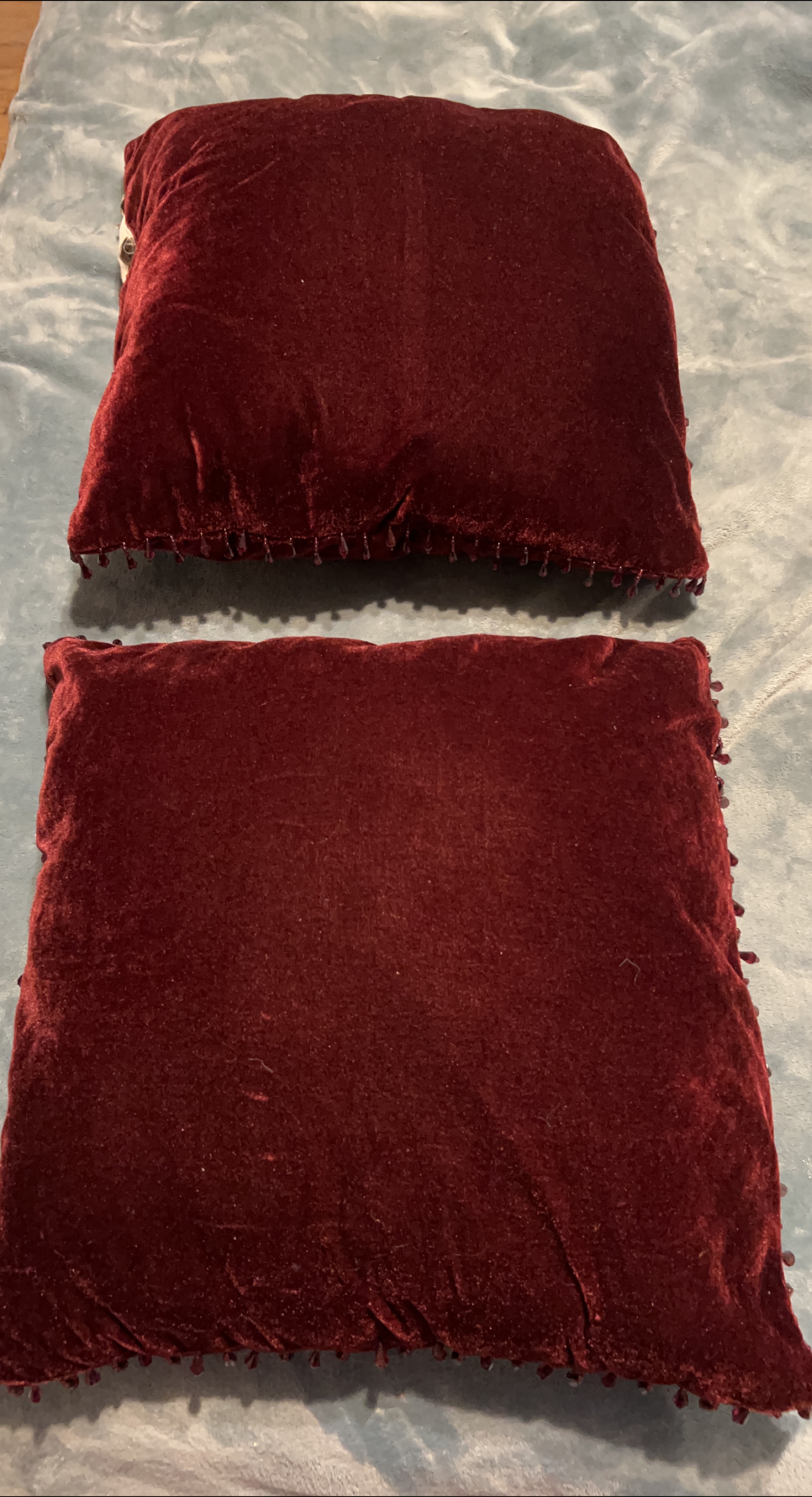 Burgandy Velvet Pillows - Set of 2 thumbnail