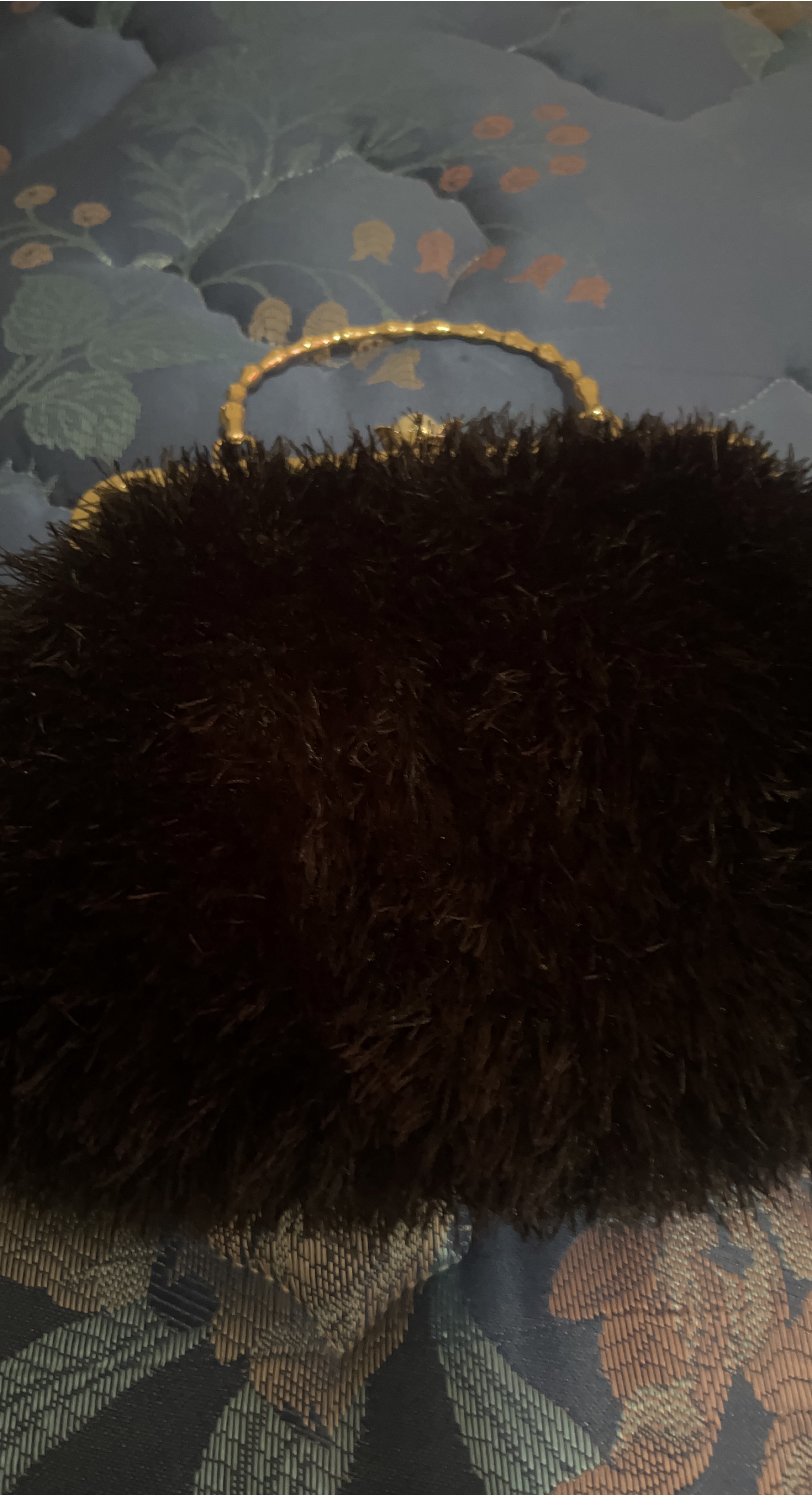 Brown faux fur bag. thumbnail