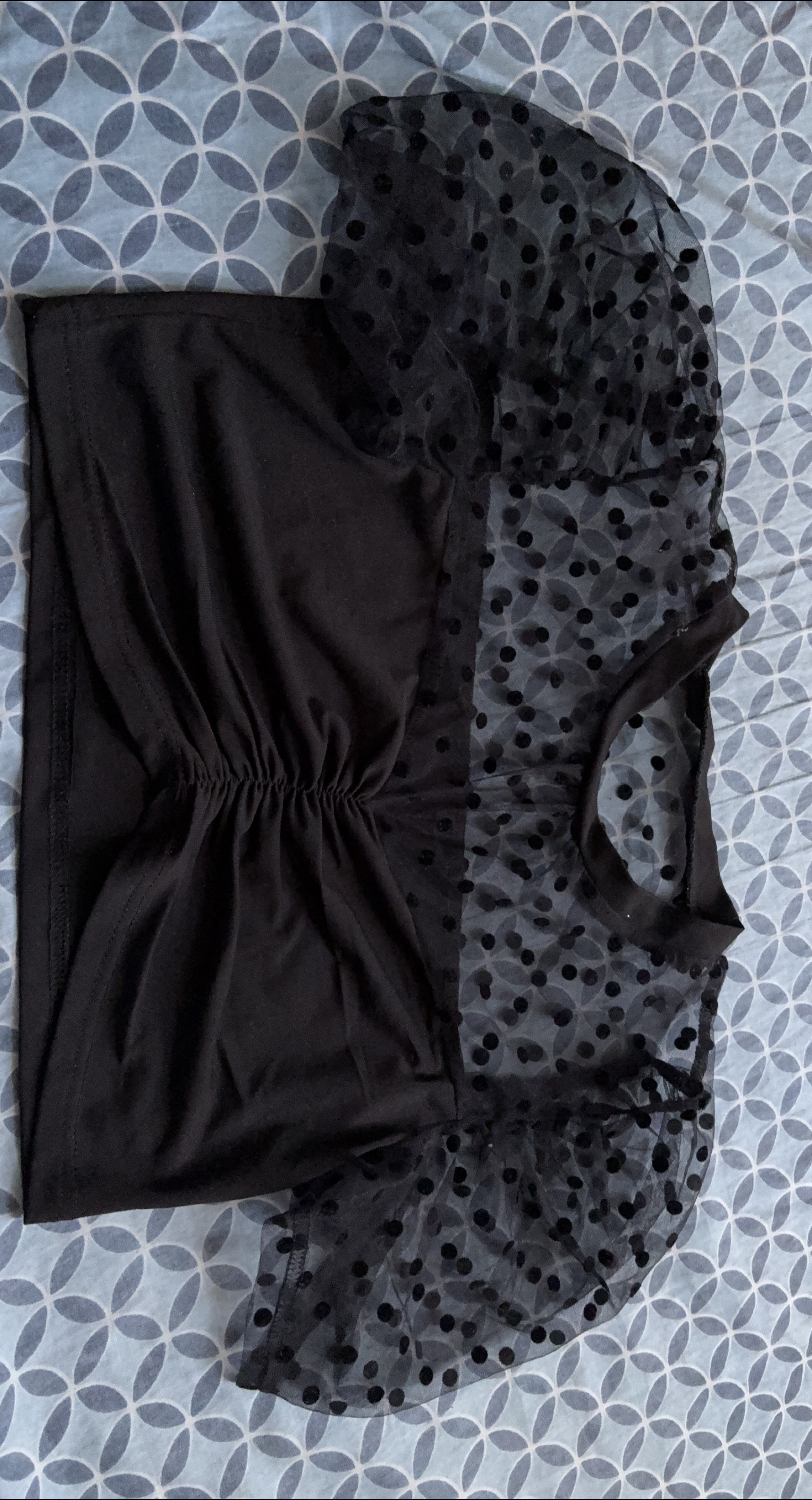 Shein Black Polka Dot Mesh crop  Top - Size M thumbnail