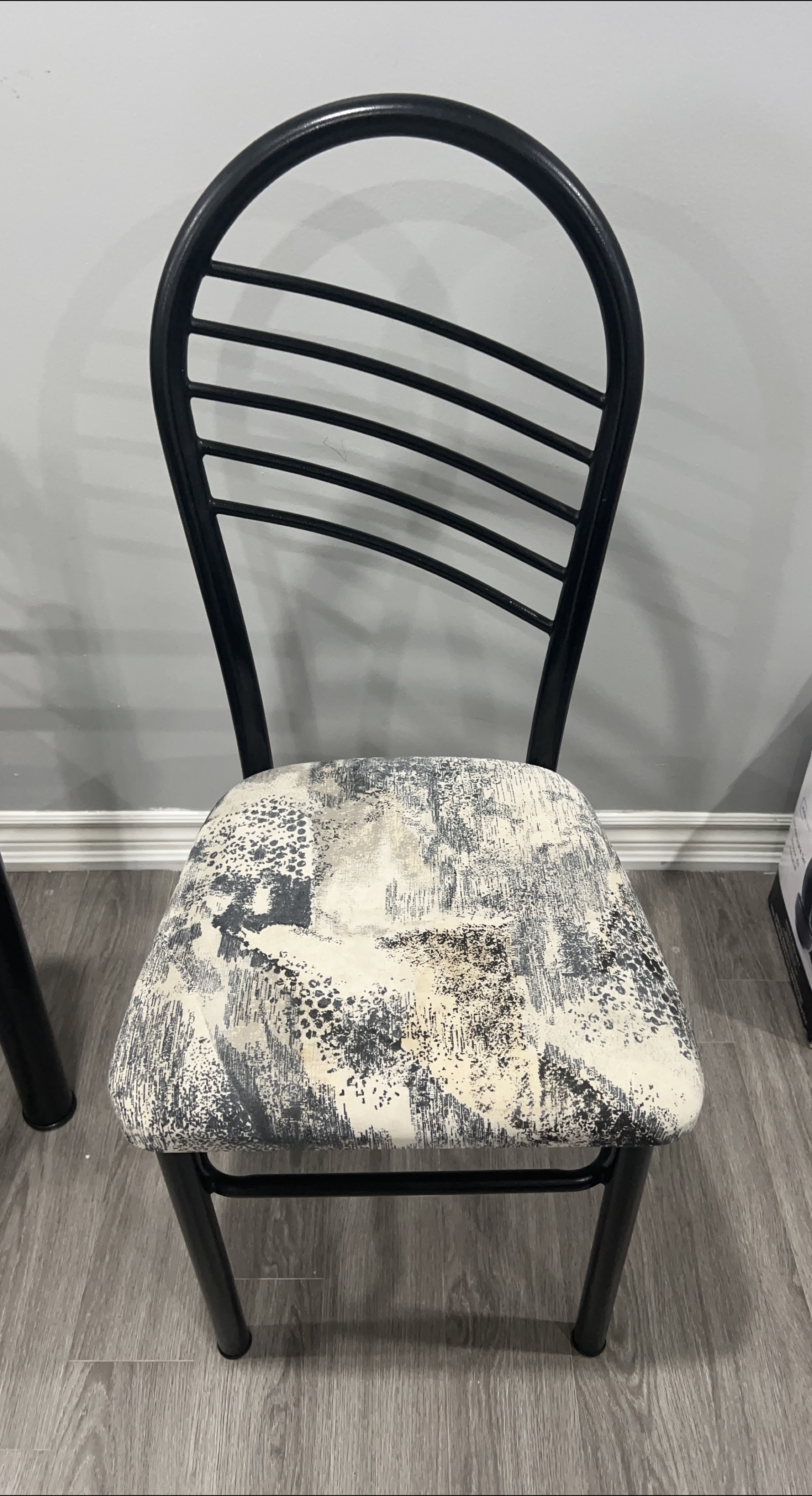 6 Black Metal Chair with Patterned Seat thumbnail