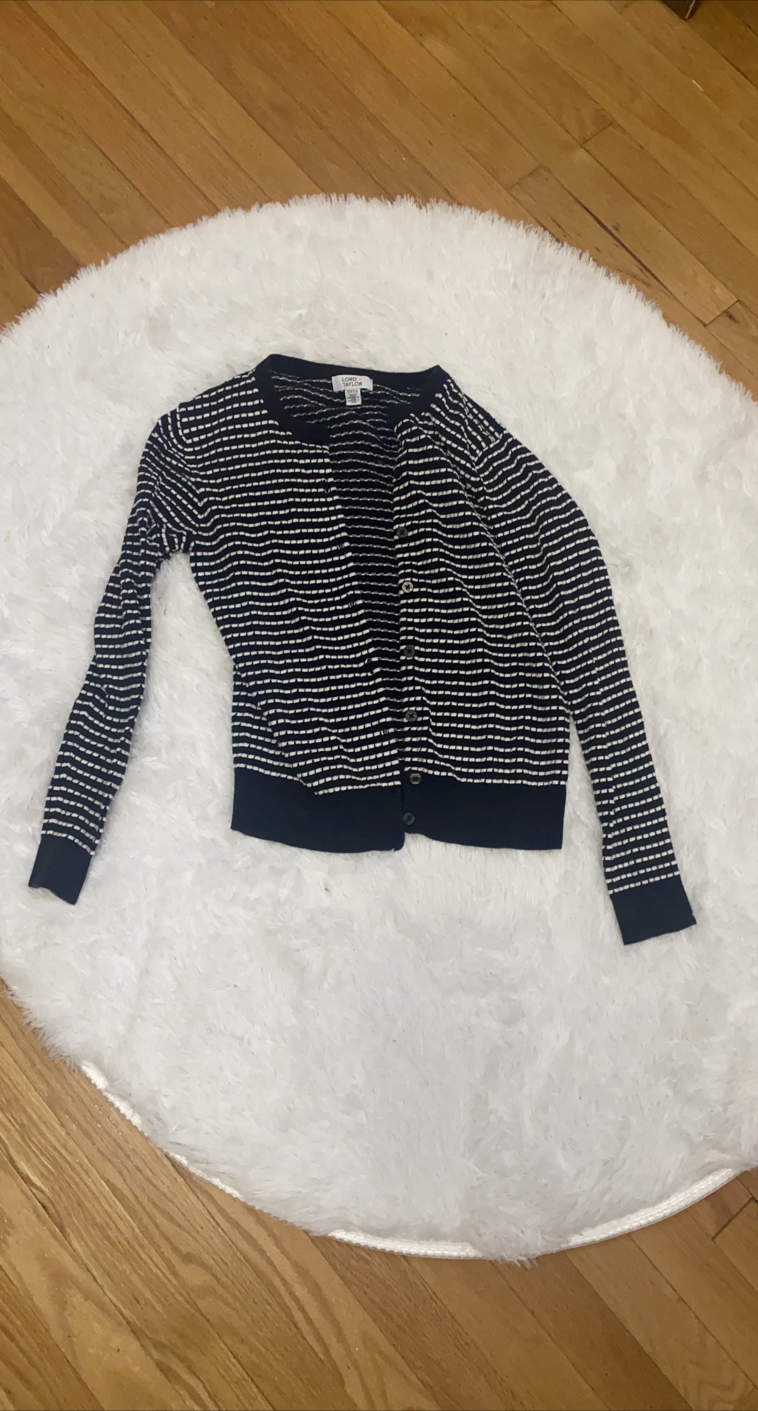 Lord & Taylor Black/White Cardigan - Size S thumbnail
