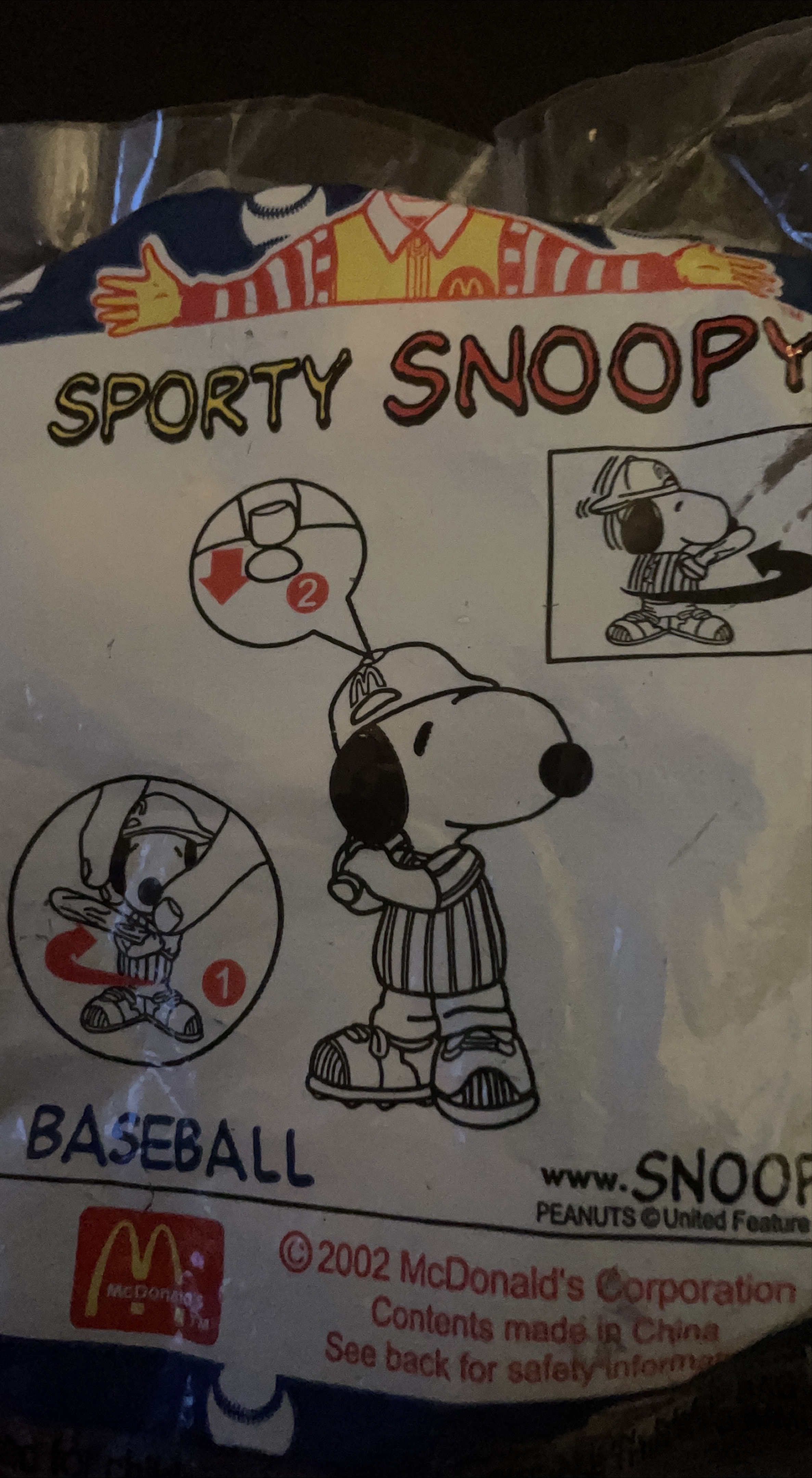 McDonald's Sporty Snoopy Baseball Toy 2002 thumbnail