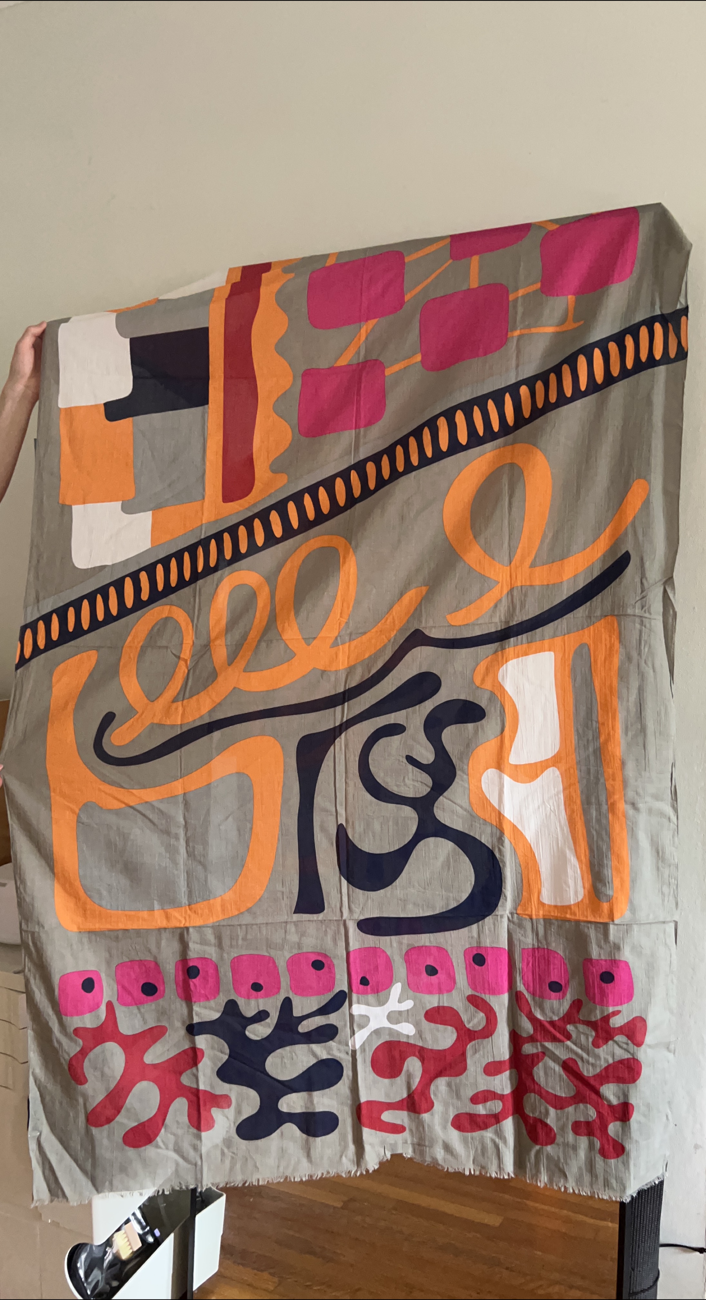 Abstract pattern large light weight cotton scarf thumbnail