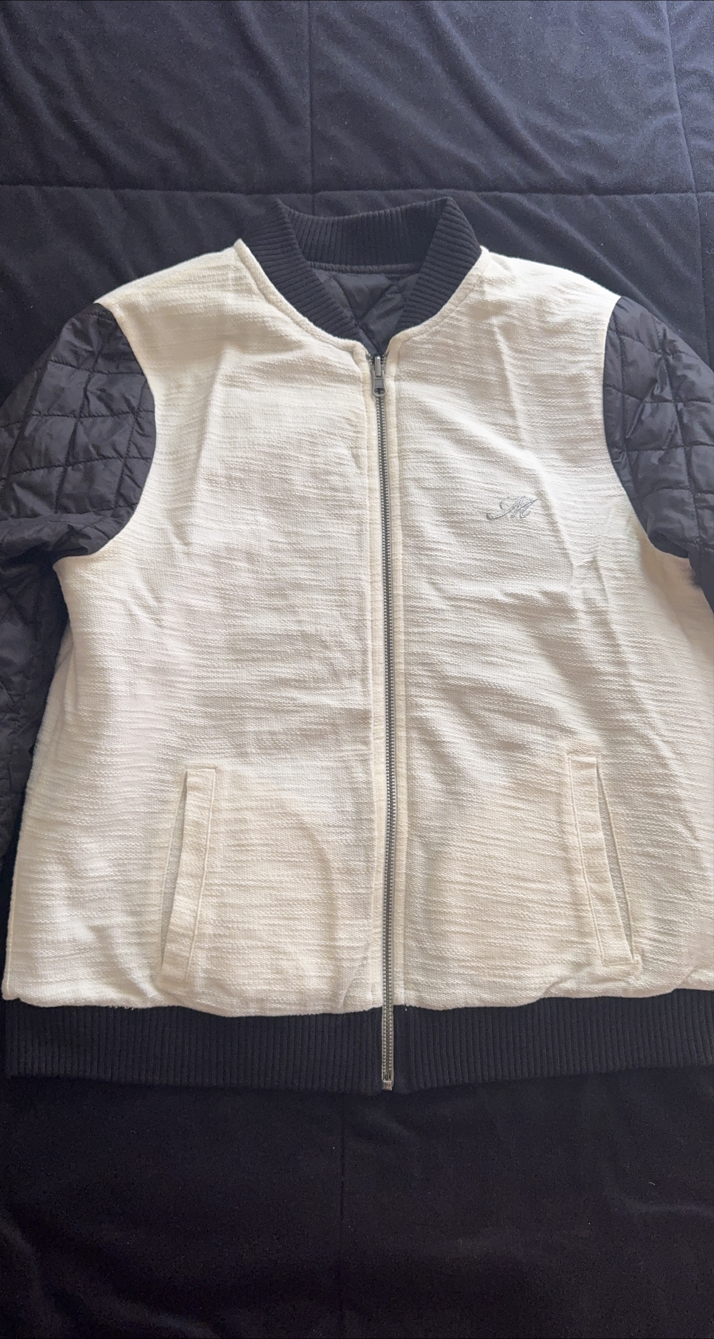 Cream & Black Bomber Jacket thumbnail