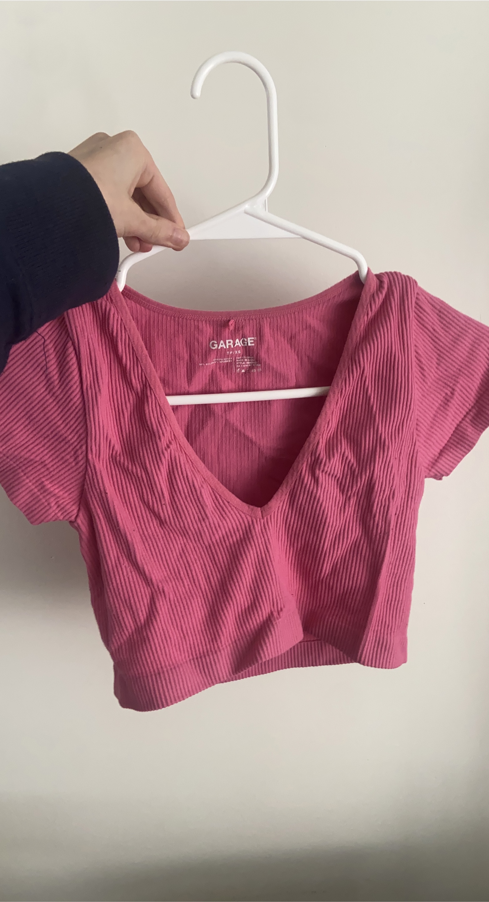 Garage Pink Ribbed Cropped Top - Size XS thumbnail