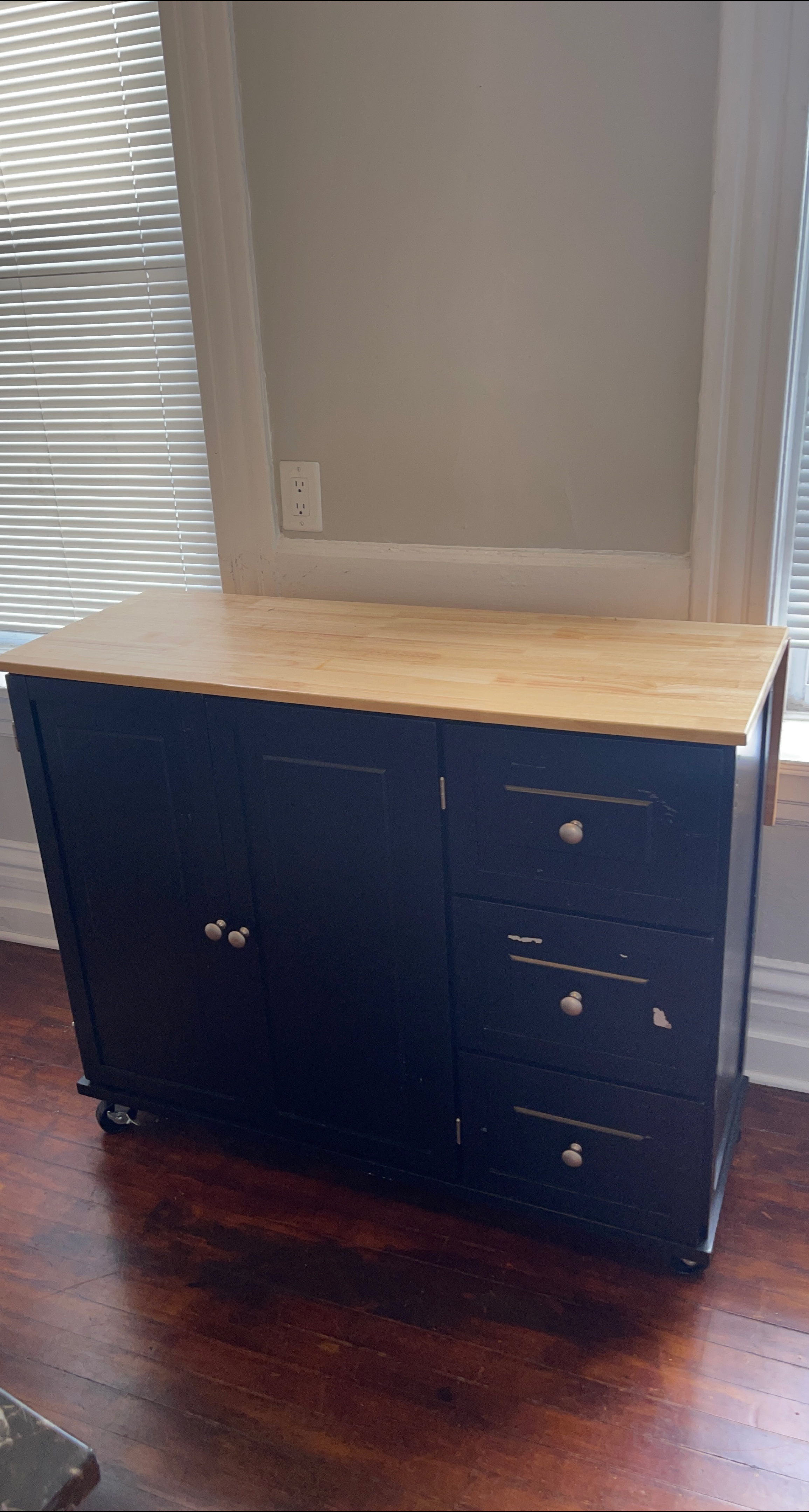 Black Kitchen Island Cart with Wood Top