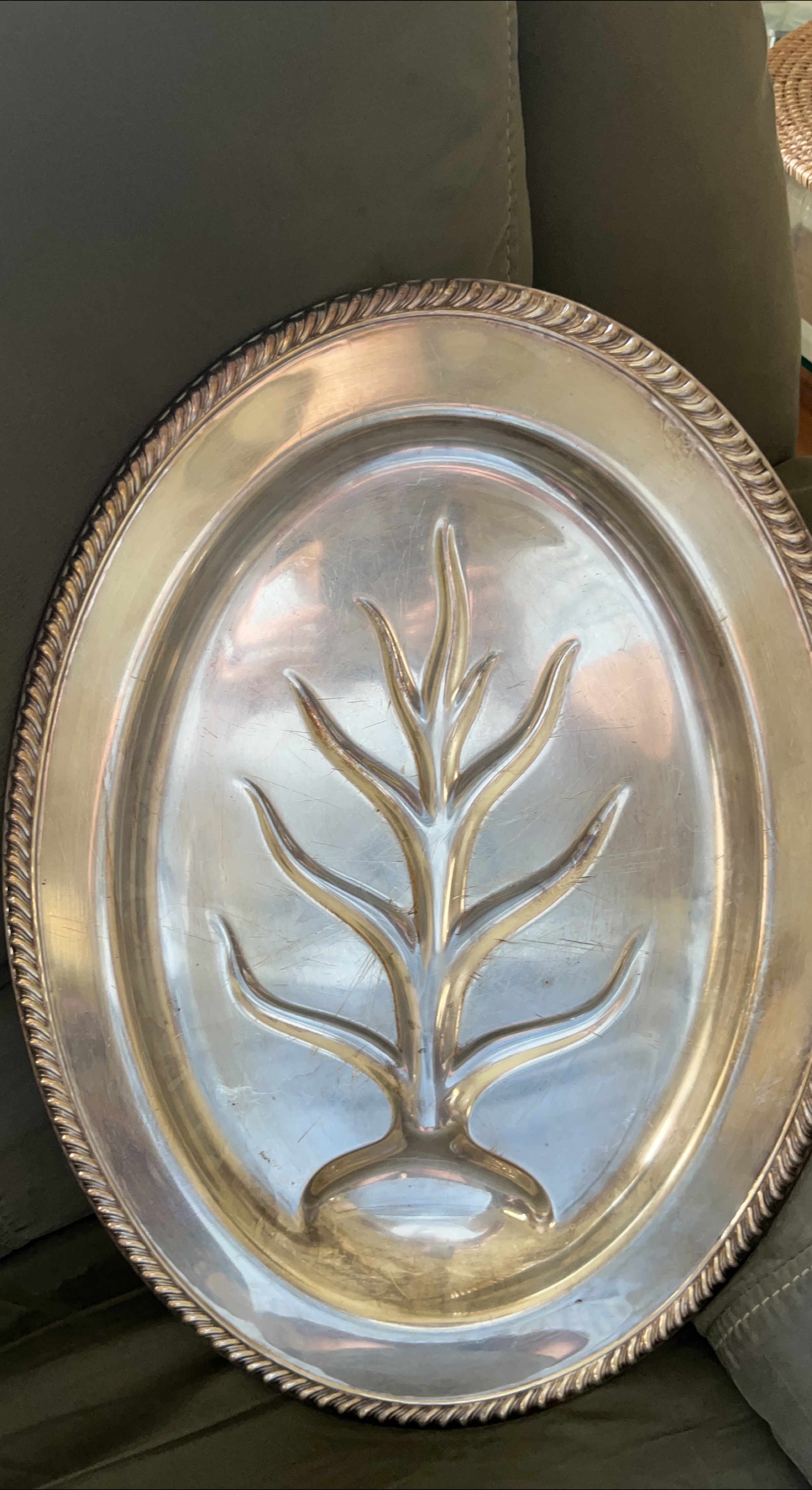 Silver Platter with Tree Design thumbnail