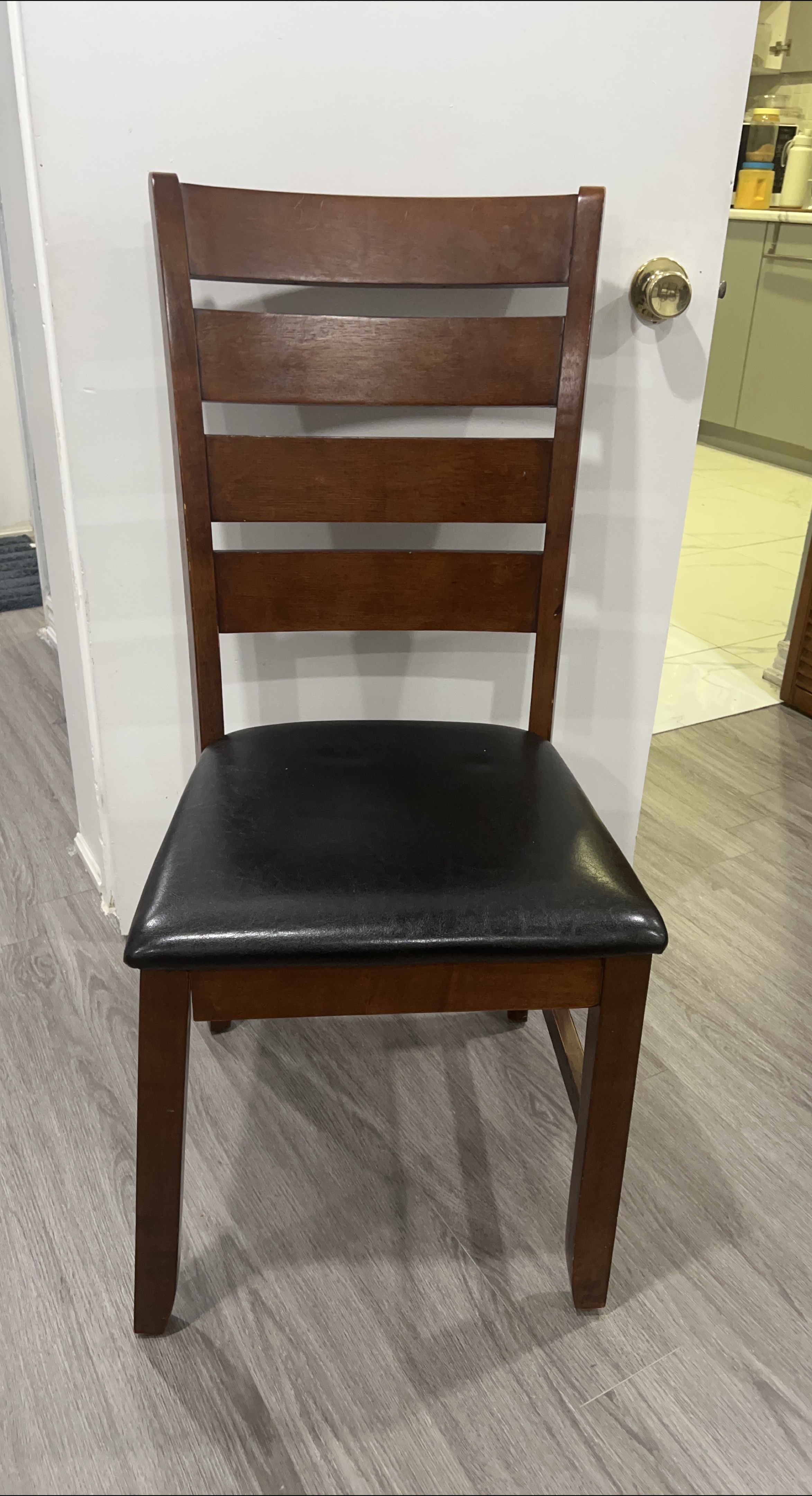 Wooden Dining Chair with Black Seat thumbnail