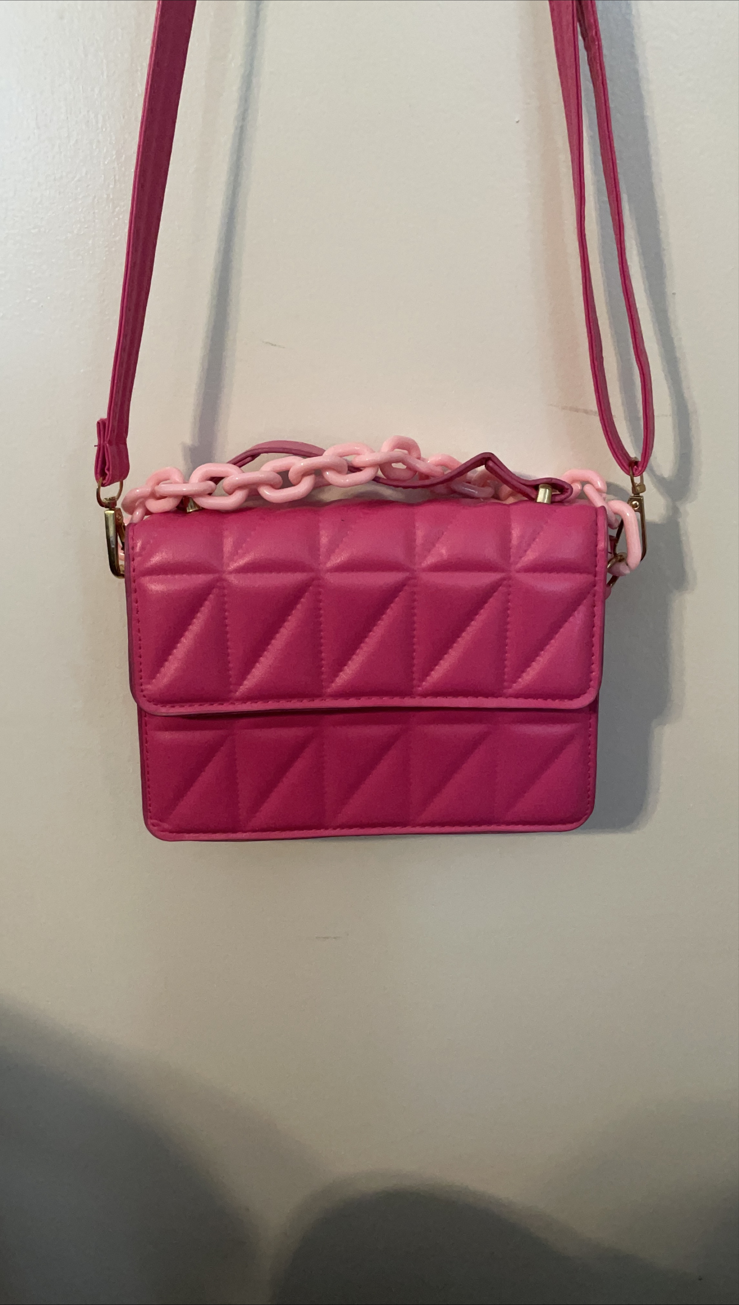 Pink Quilted Crossbody Bag thumbnail