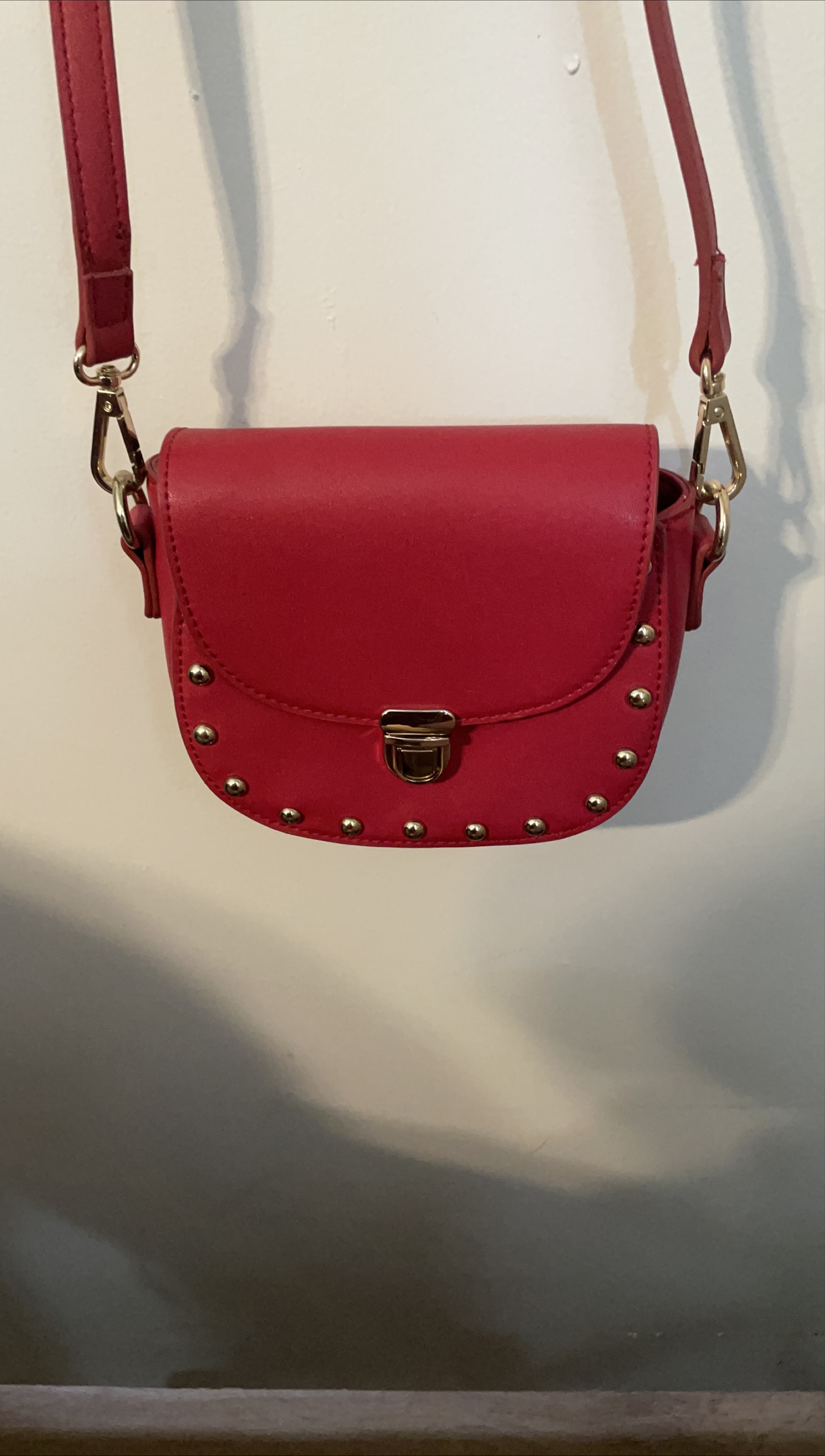 Red Crossbody Bag with Gold Studs thumbnail