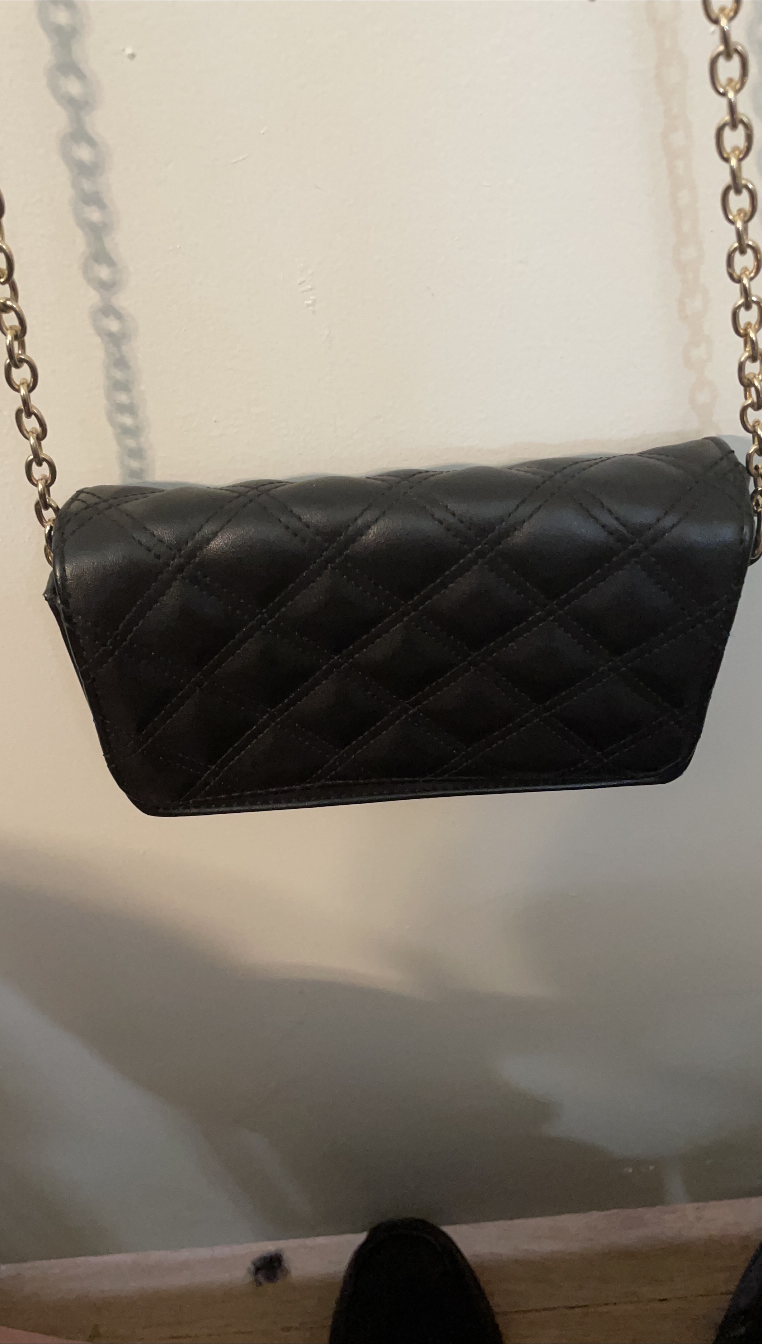 Black Quilted Shoulder Bag with Chain thumbnail