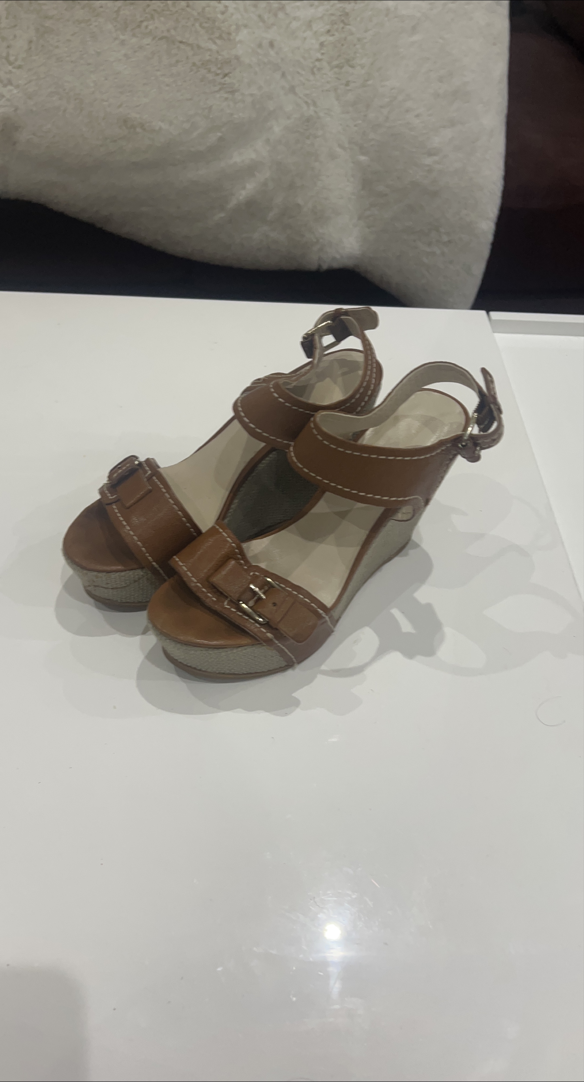 Nine West - Brown Wedge Sandals - size 8