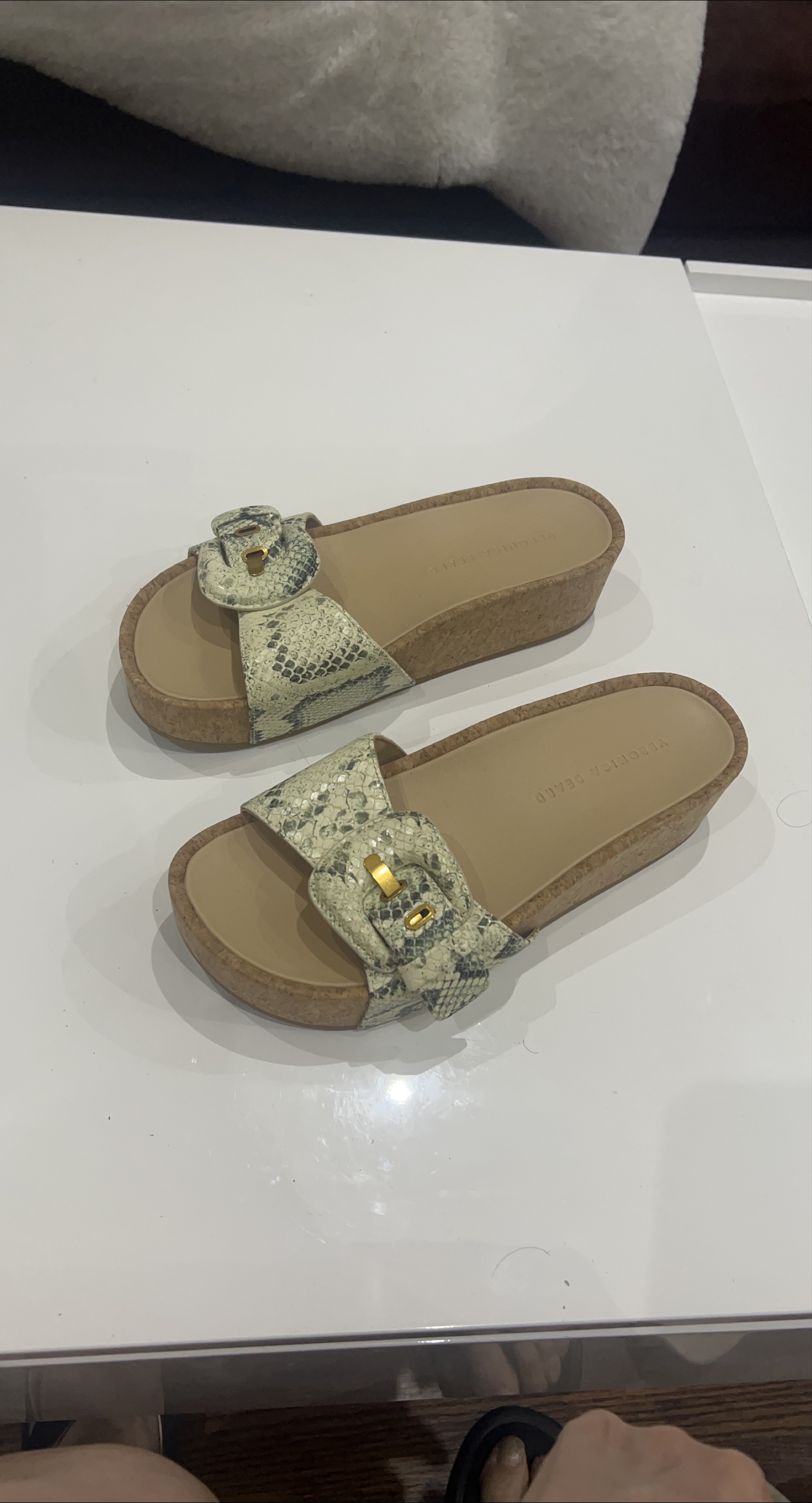 Veronica Beard Snake Print Slides - Size 9