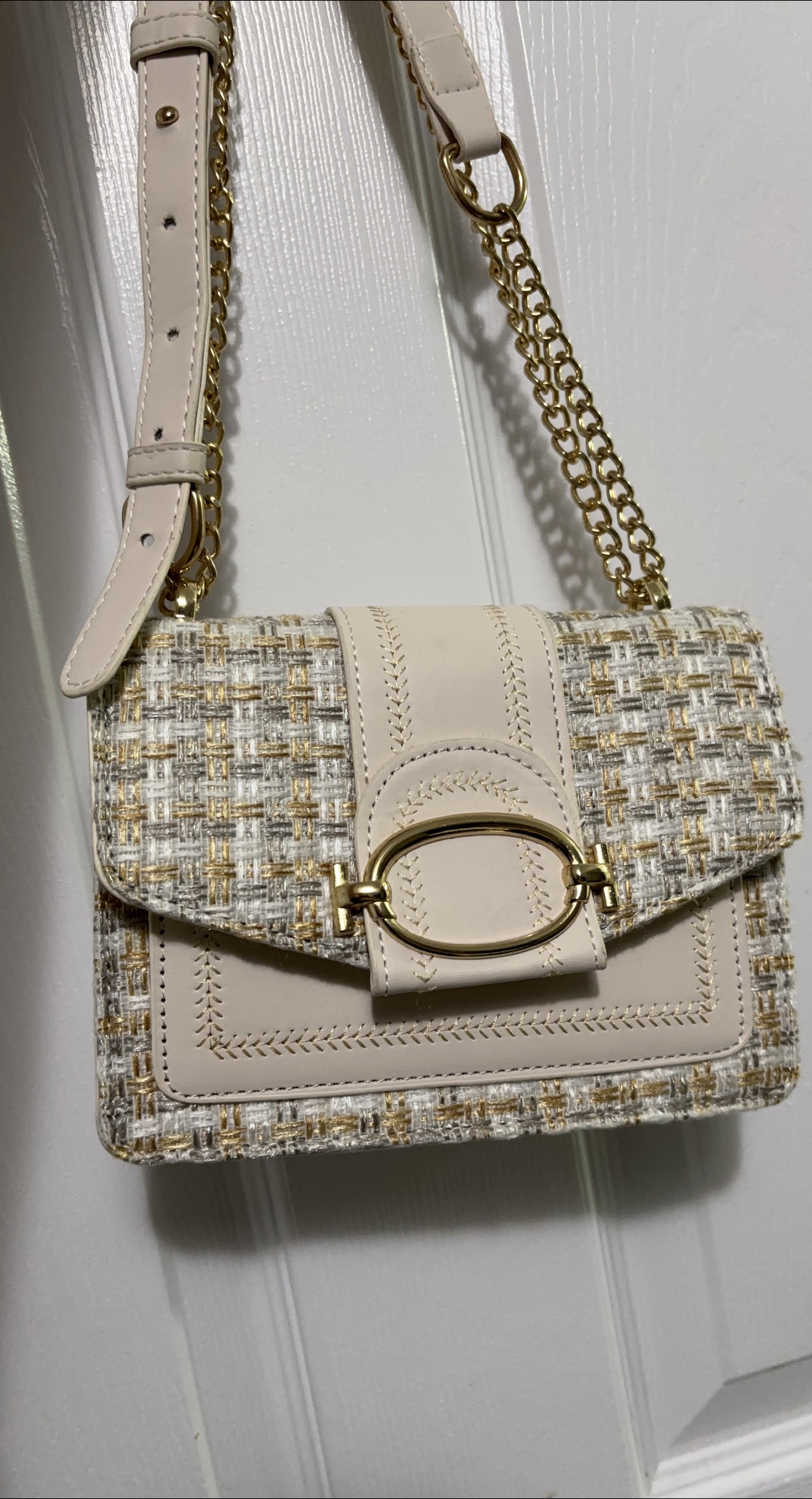 Beige Woven Crossbody Bag thumbnail