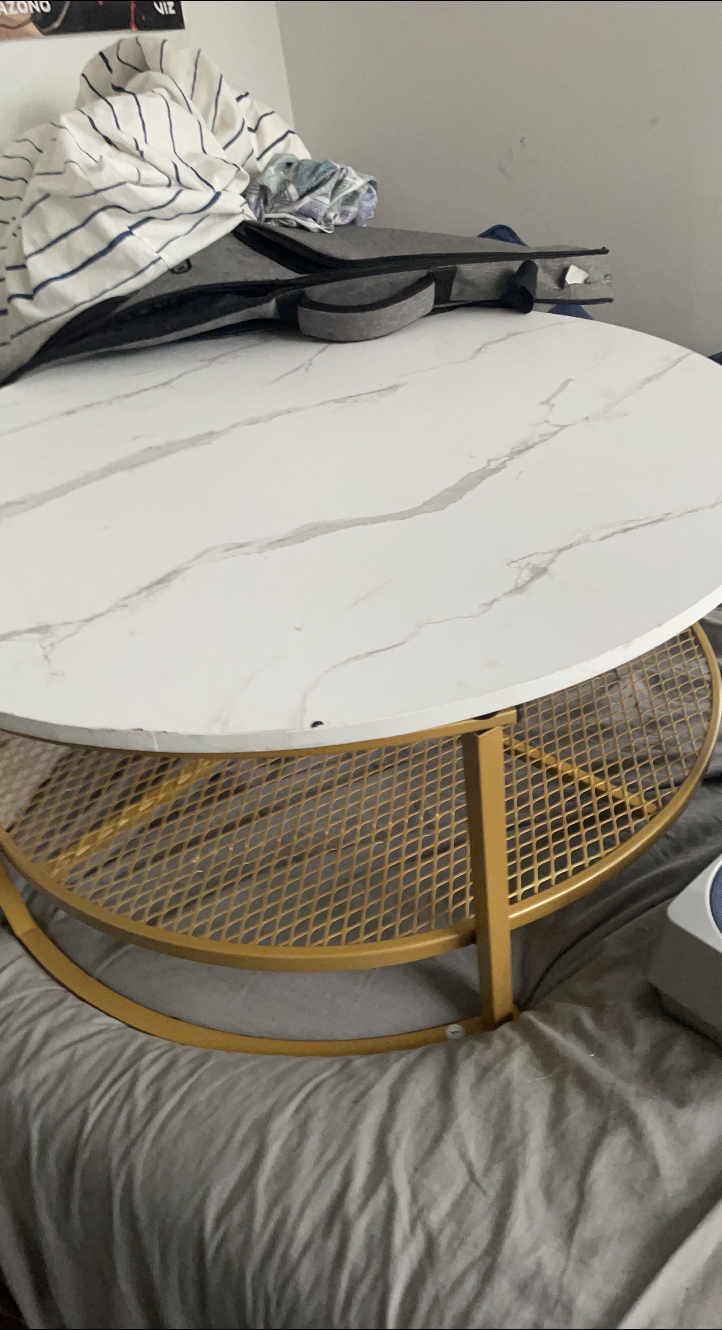 Round Coffee Table - White Marble & Gold thumbnail