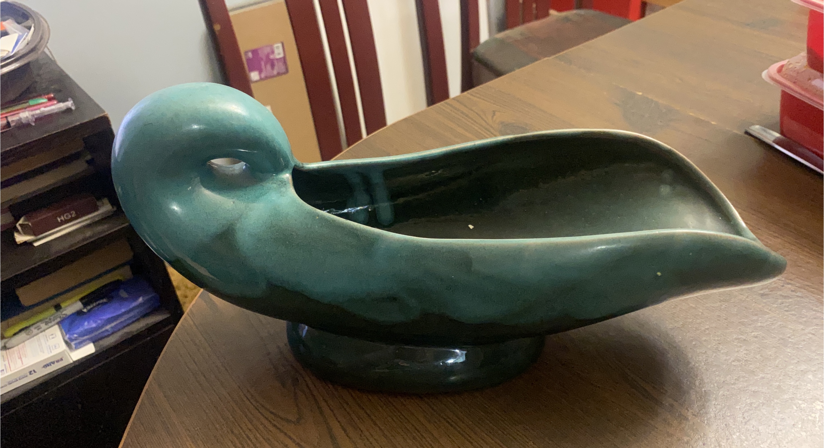 Danesi Art Canada Teal Ceramic Swan Planter thumbnail