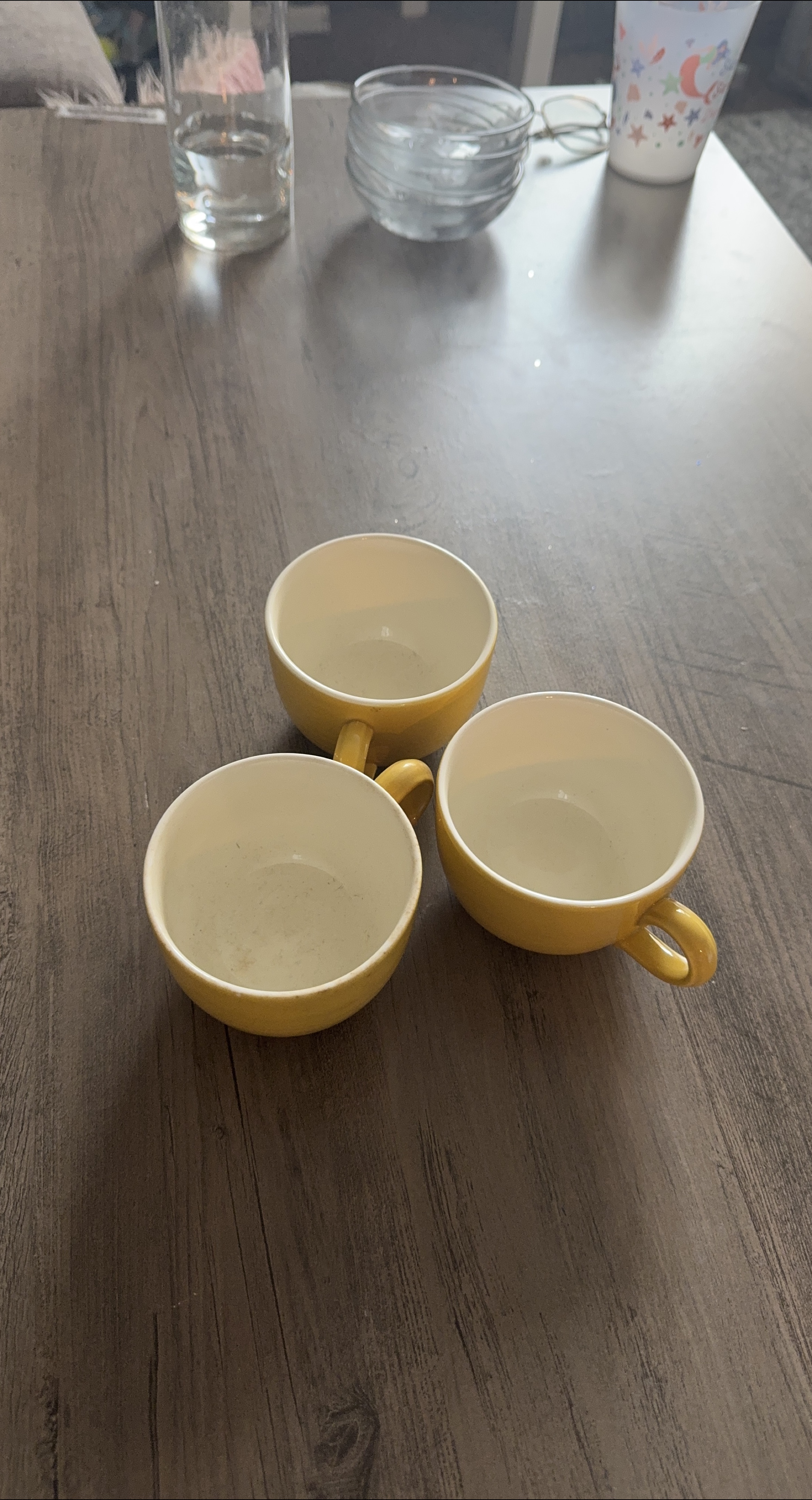 Set of 3 Yellow Ceramic Coffee Cups thumbnail