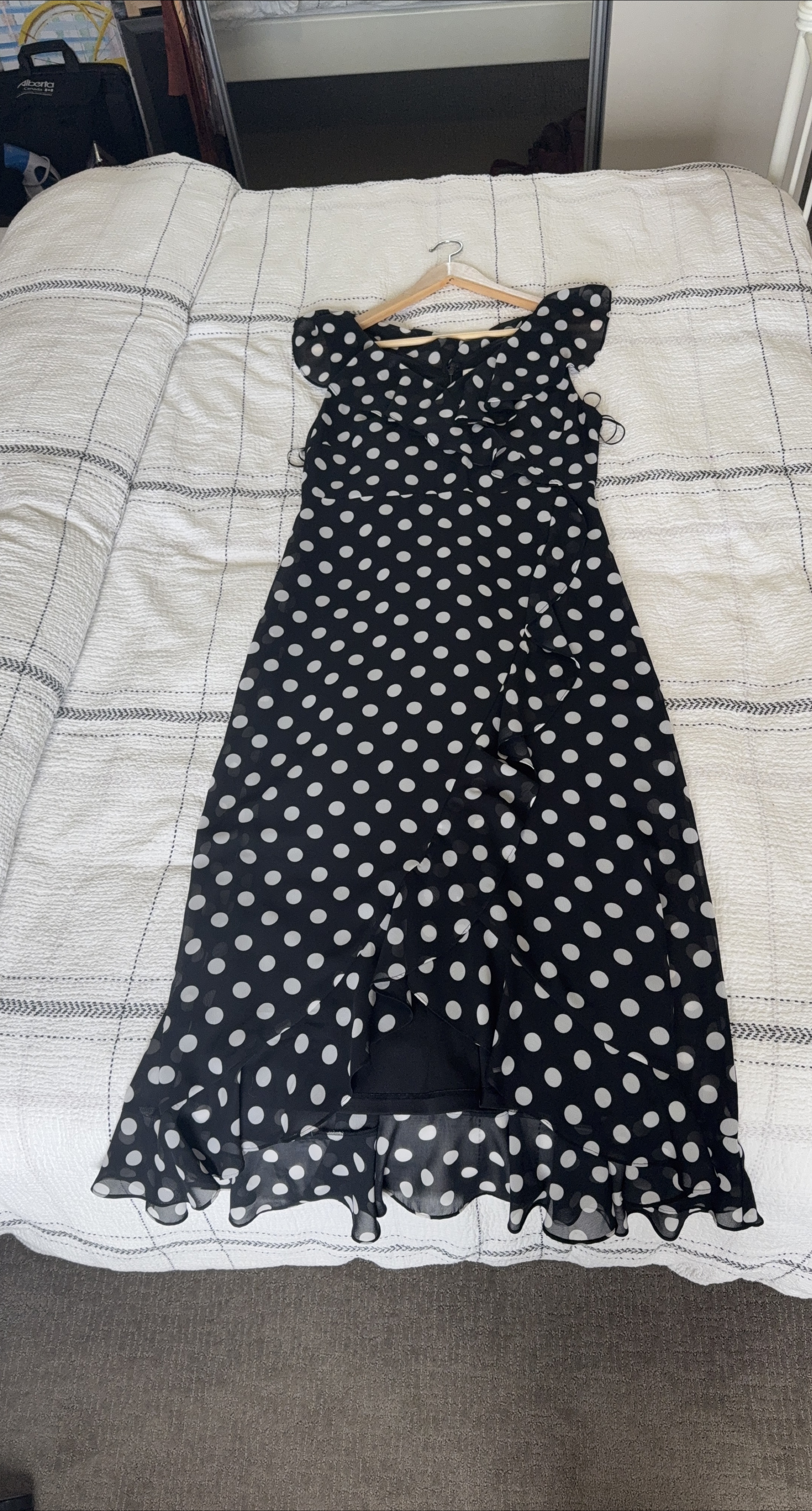 Polka Dot Maxi Dress - Black and White