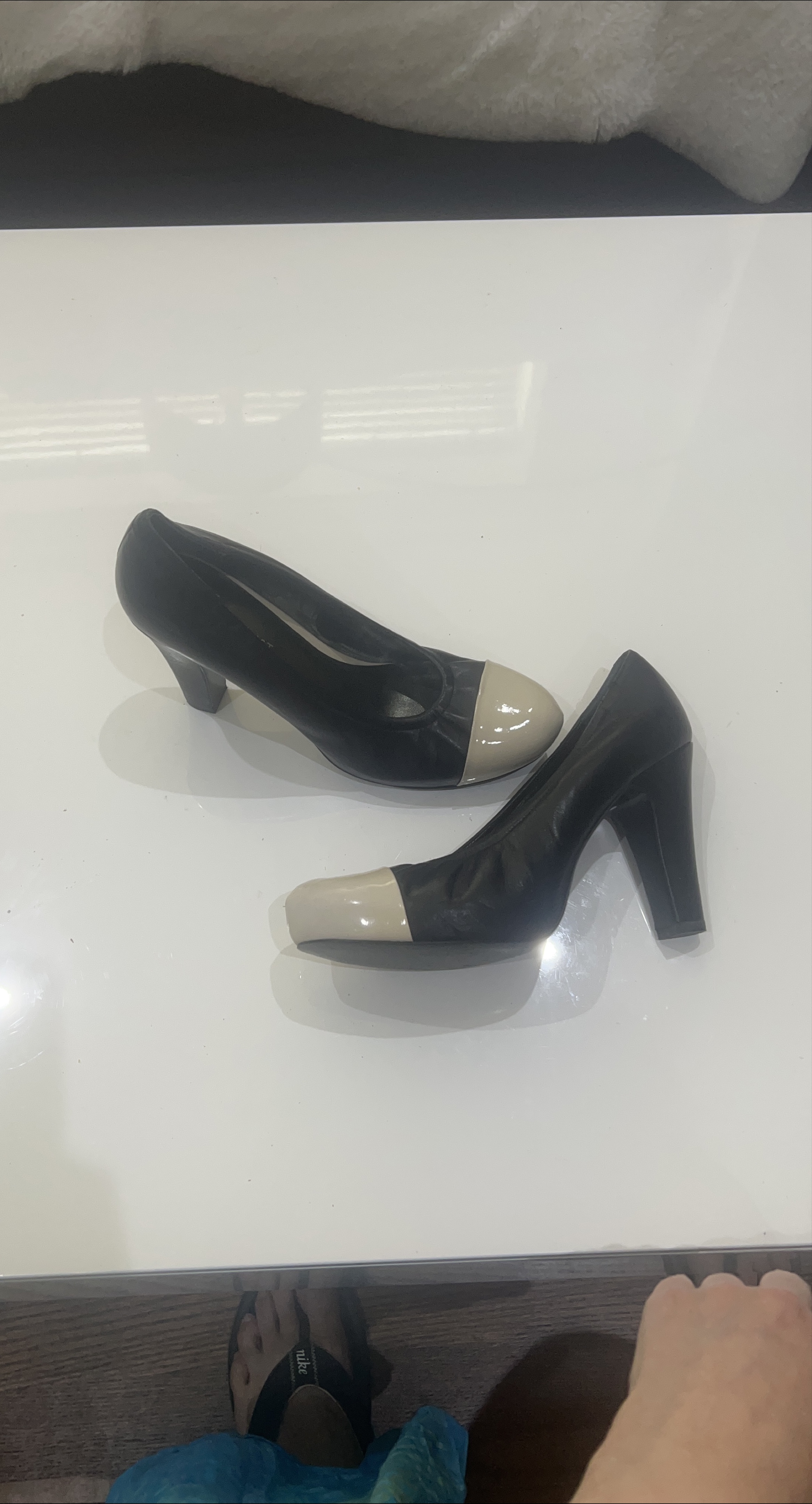 Nine West Elegant Black Heels with Beige Toe thumbnail