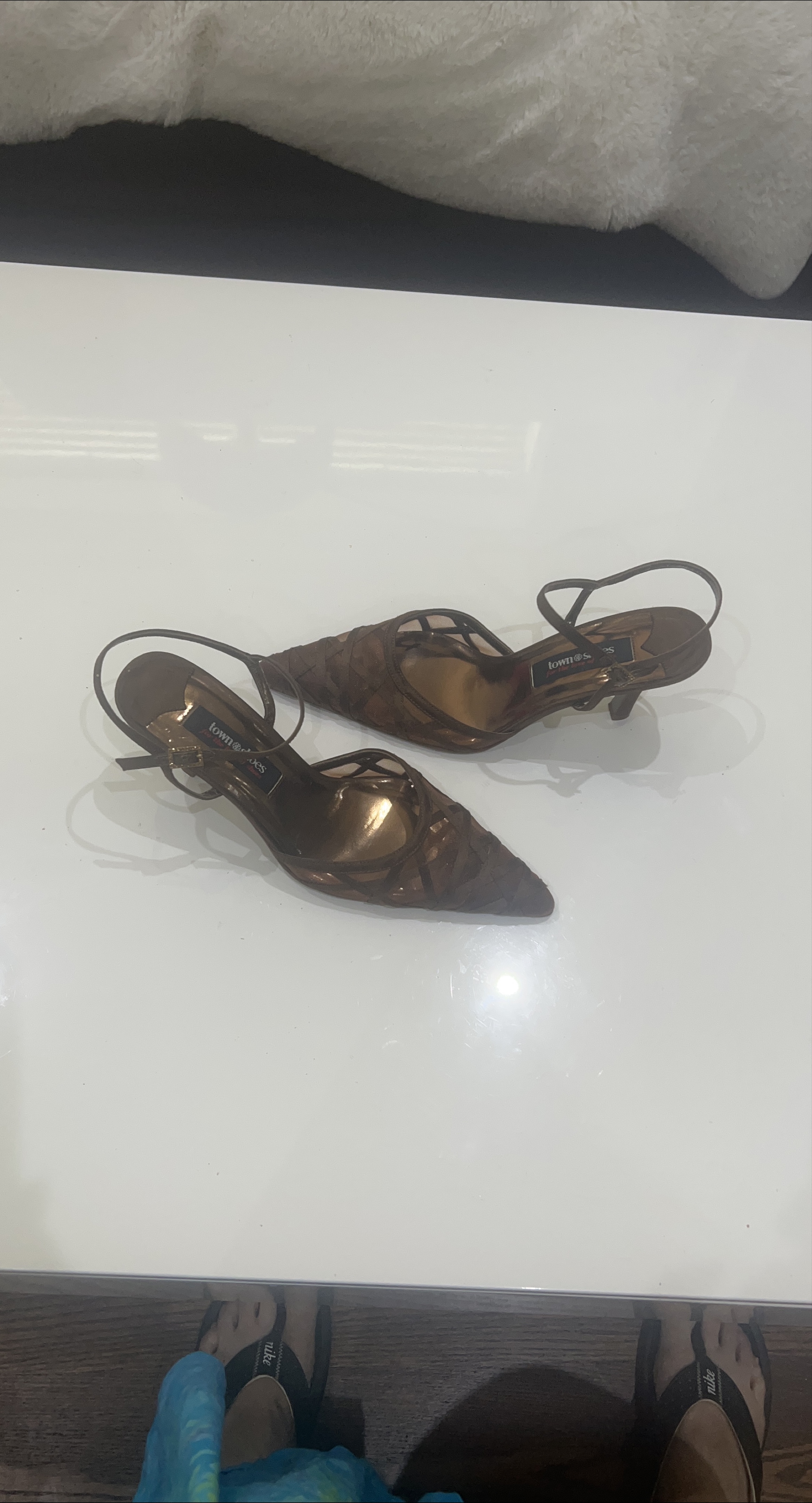 Town Shoes Brown slingback low heels thumbnail