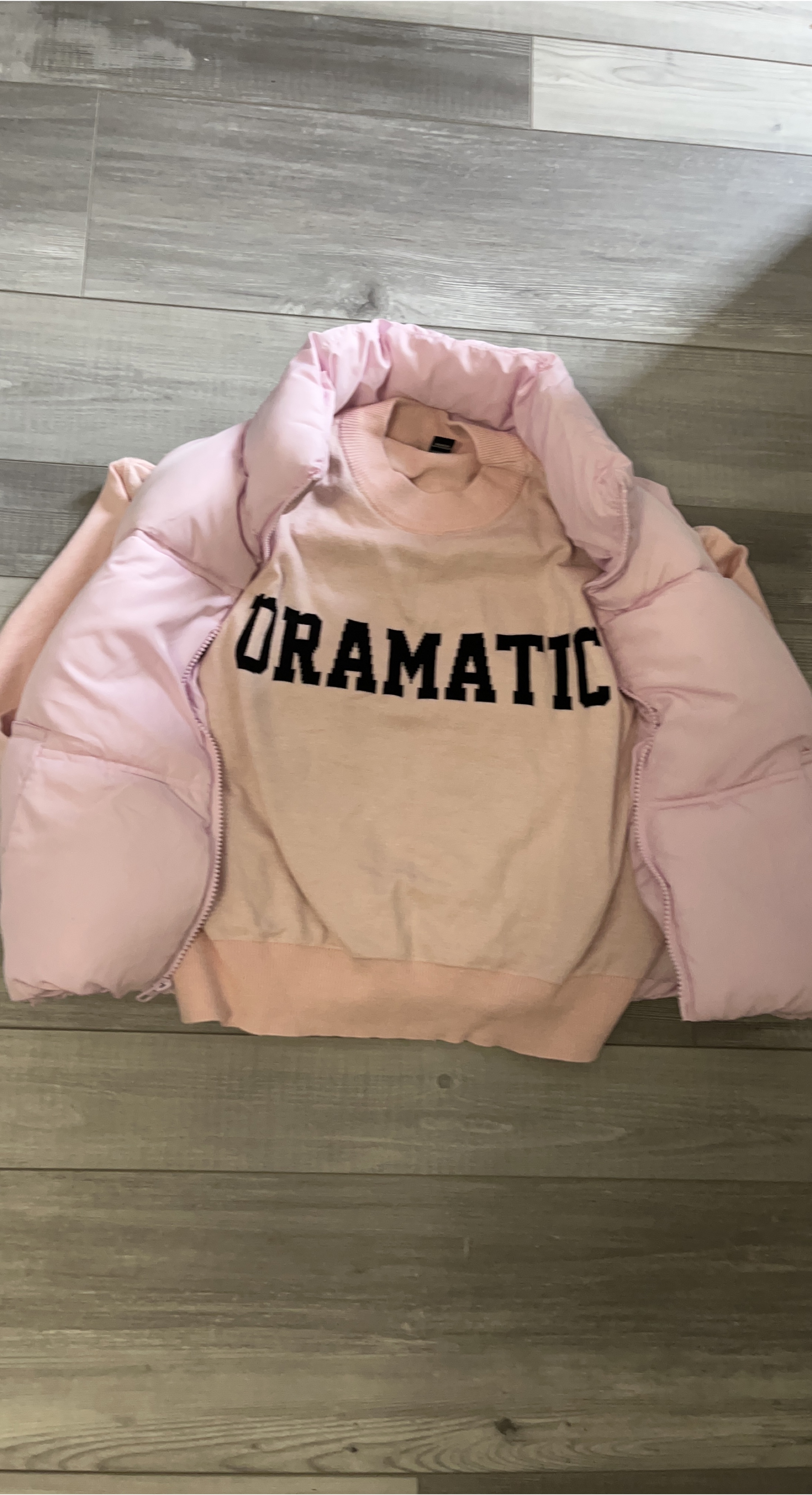 Pink Puffer Vest and Sweatshirt Set thumbnail