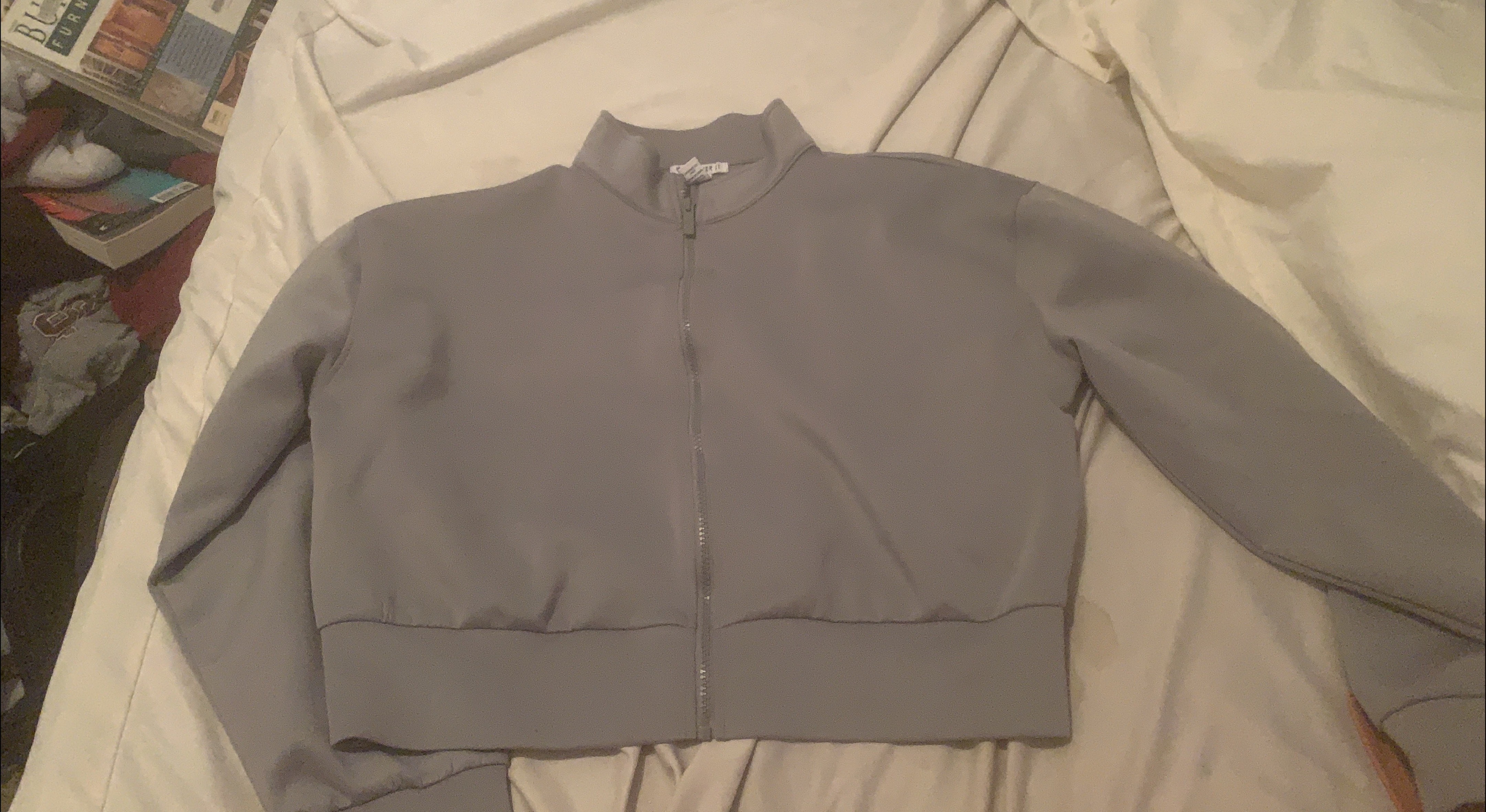 Forever 21 Grey Zip-Up Jacket thumbnail