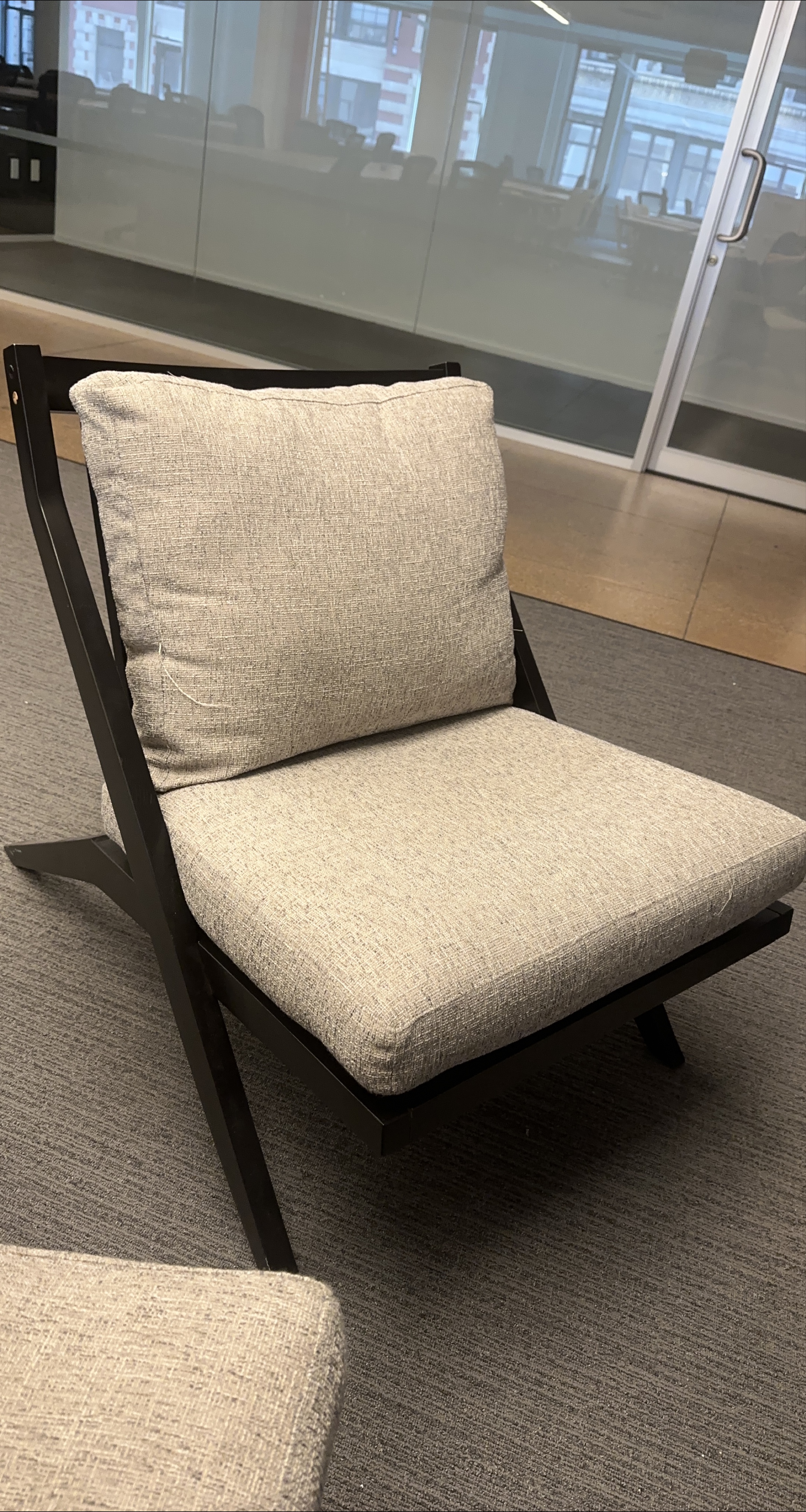 Modern Lounge Chair - Black Frame, Beige Cushions thumbnail
