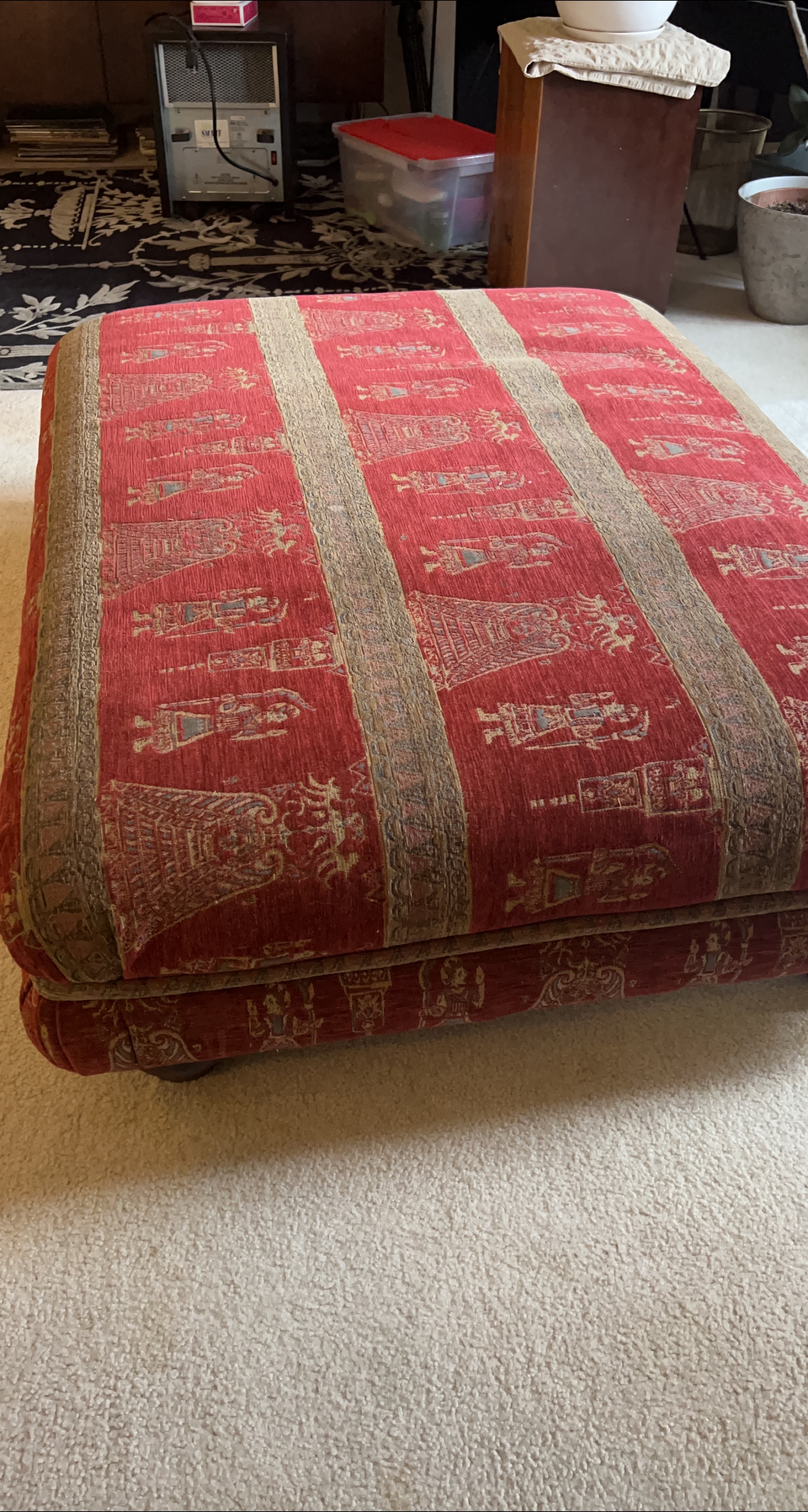 Red Patterned Ottoman thumbnail
