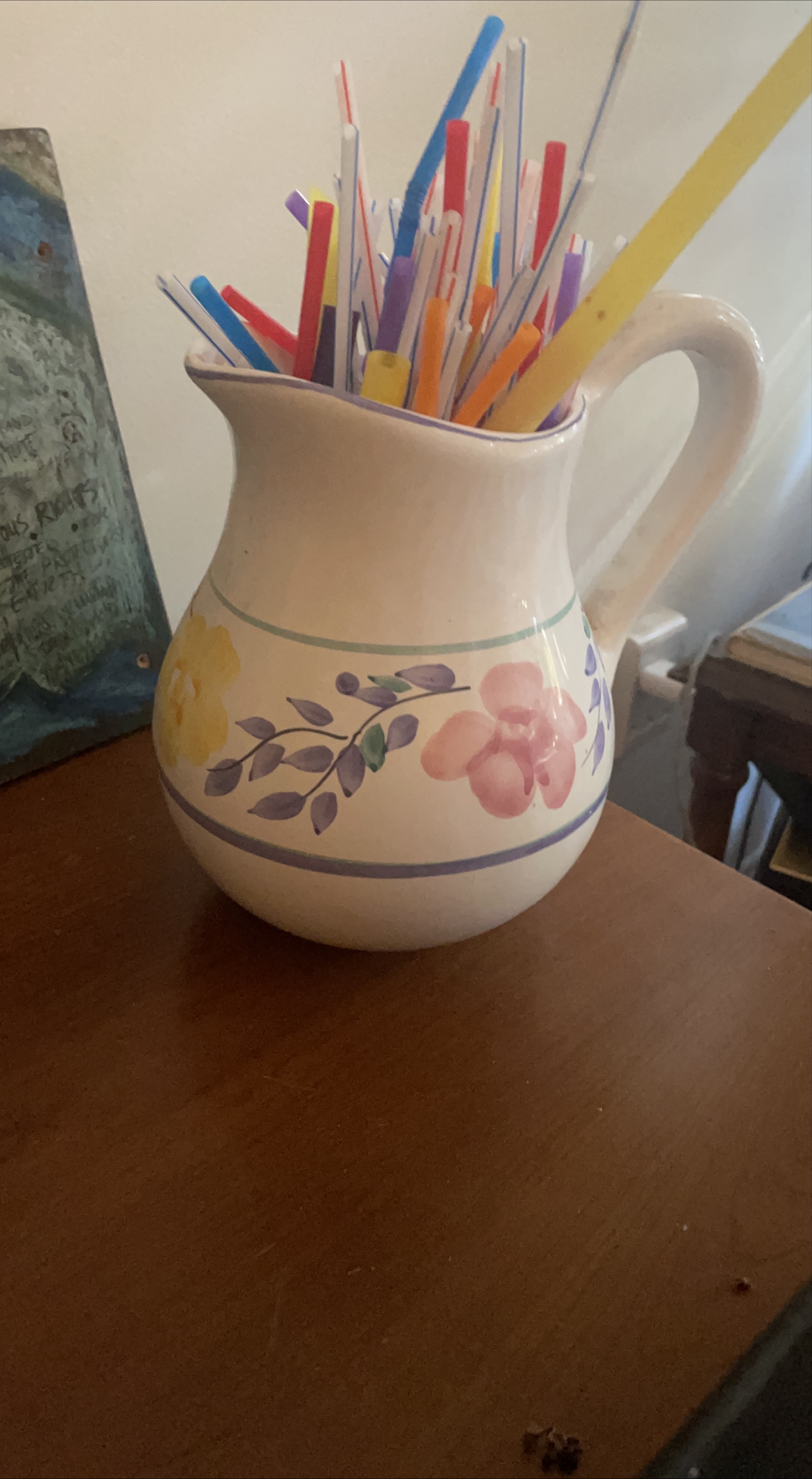 Ceramic Pitcher with Floral Design thumbnail