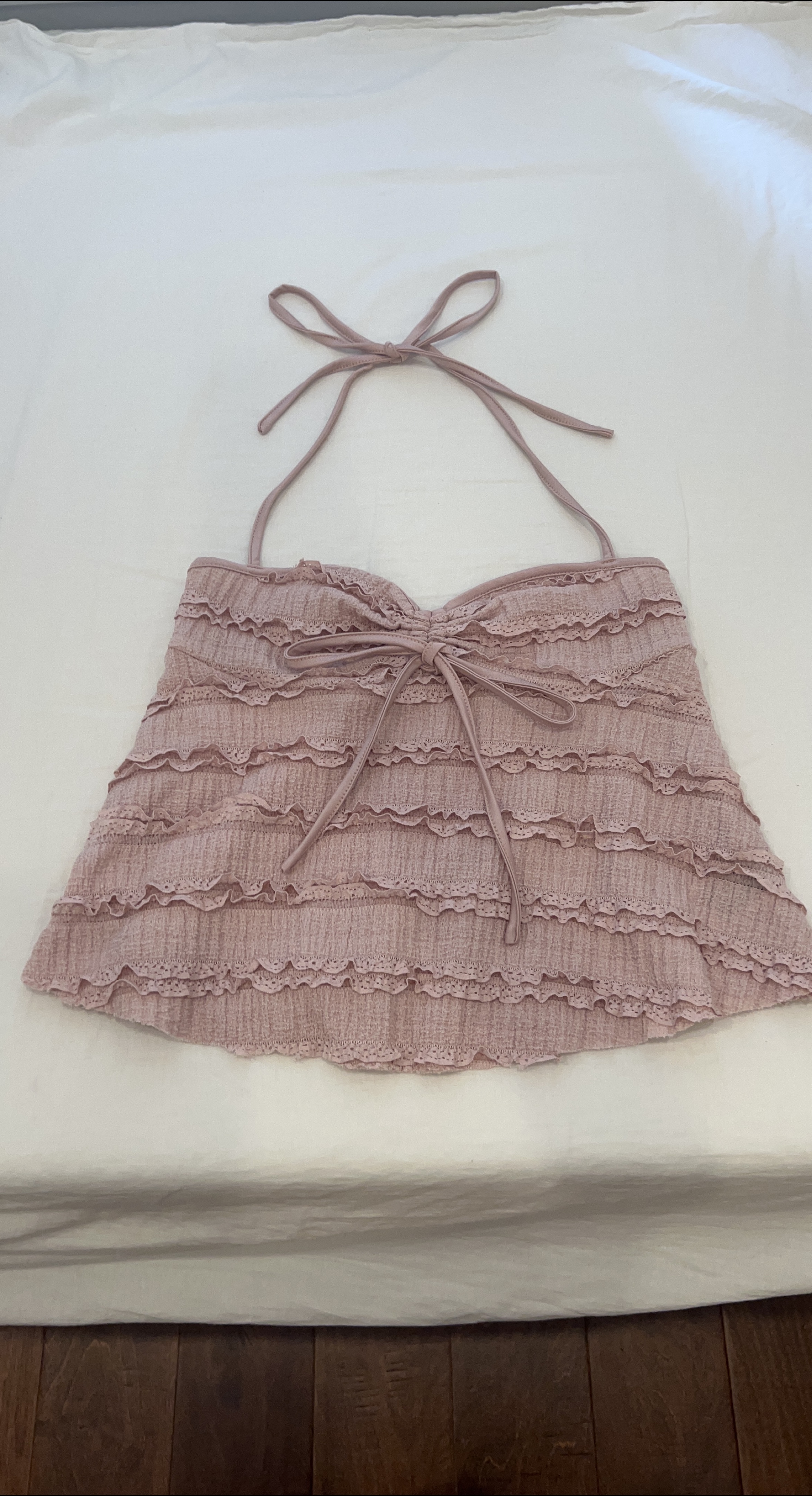 Pink Ruffled Halter Top