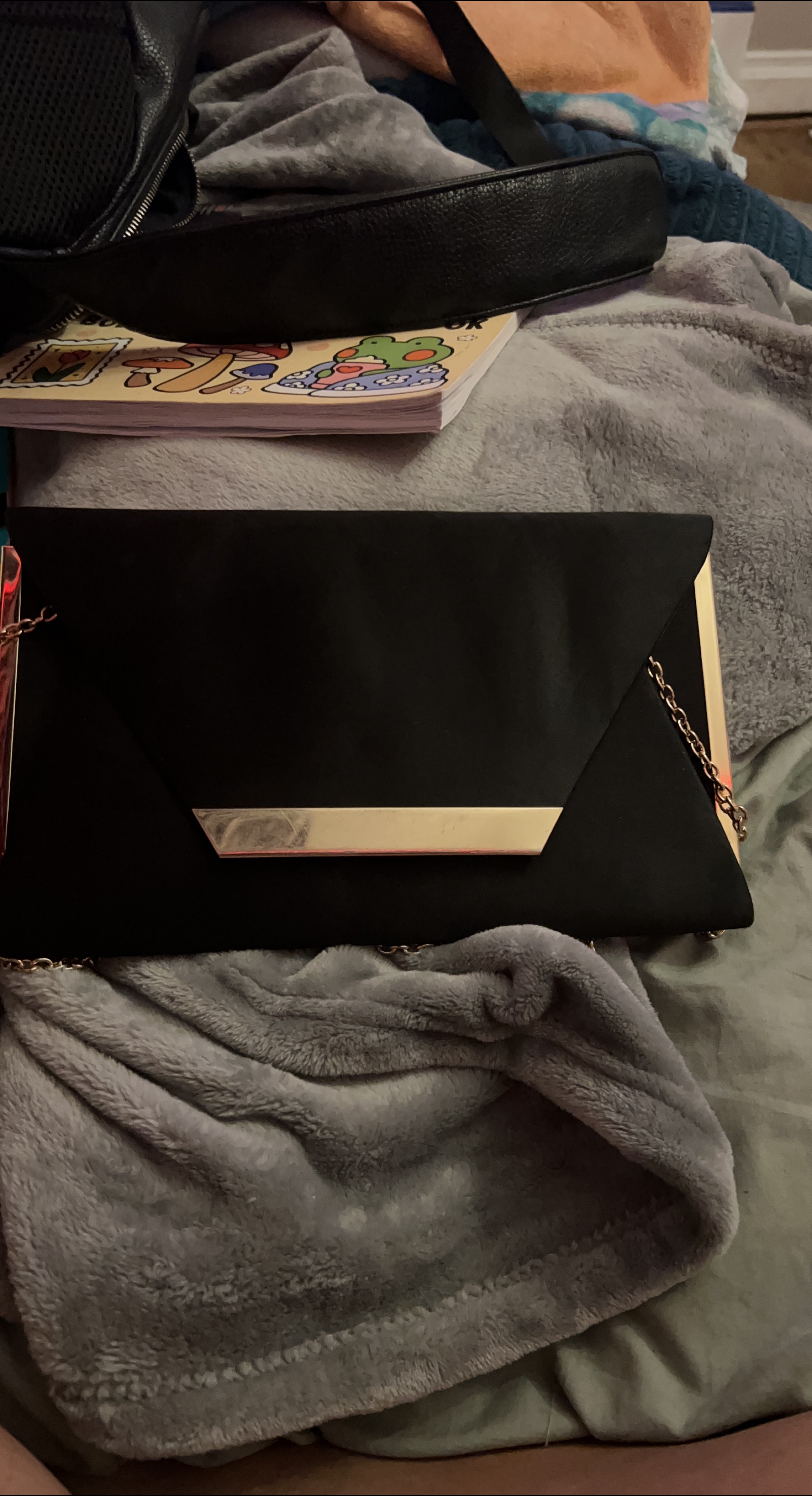 Call It Spring Black Clutch with Gold Chain thumbnail