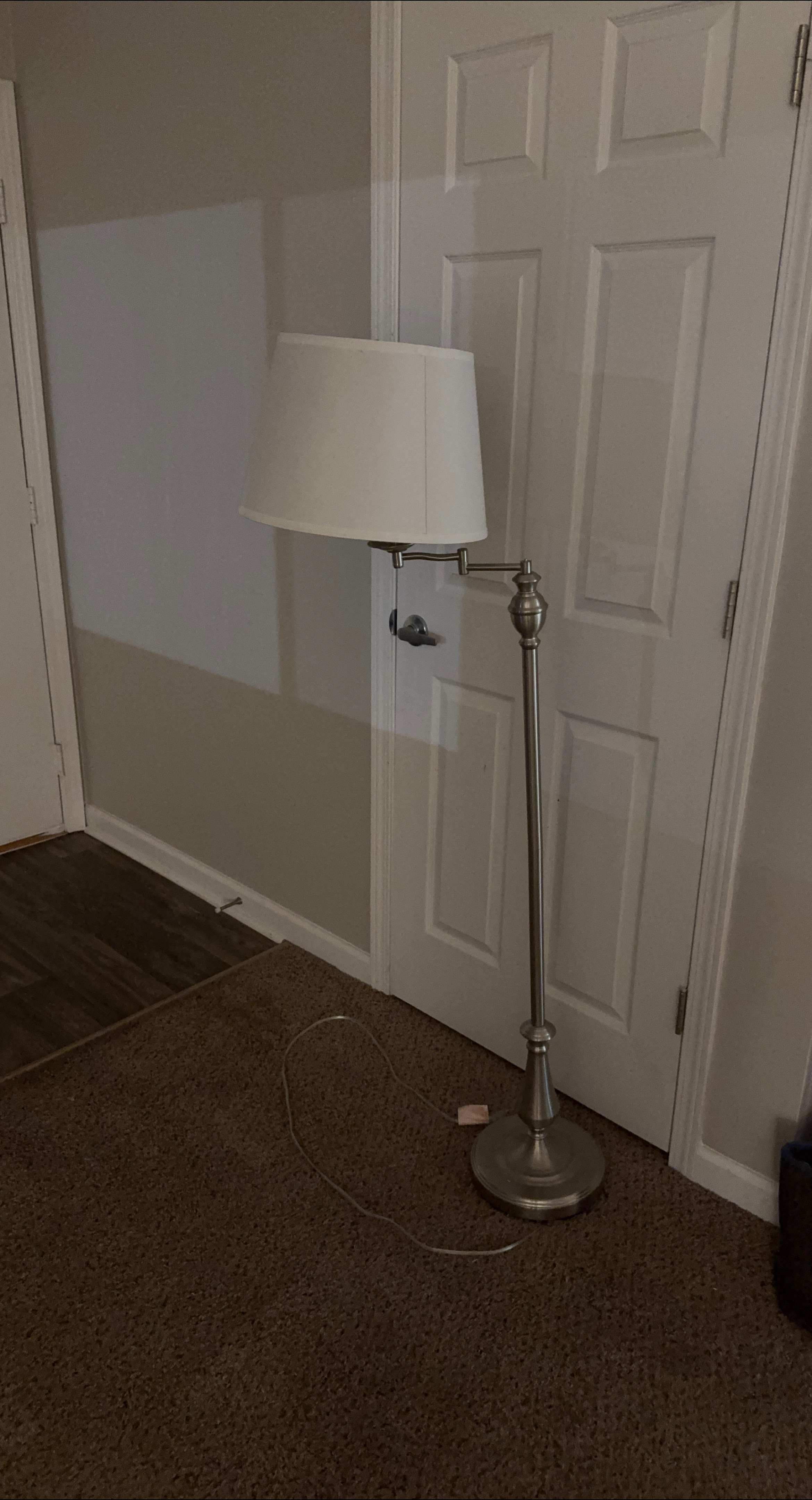 Silver Floor Lamp with White Shade thumbnail