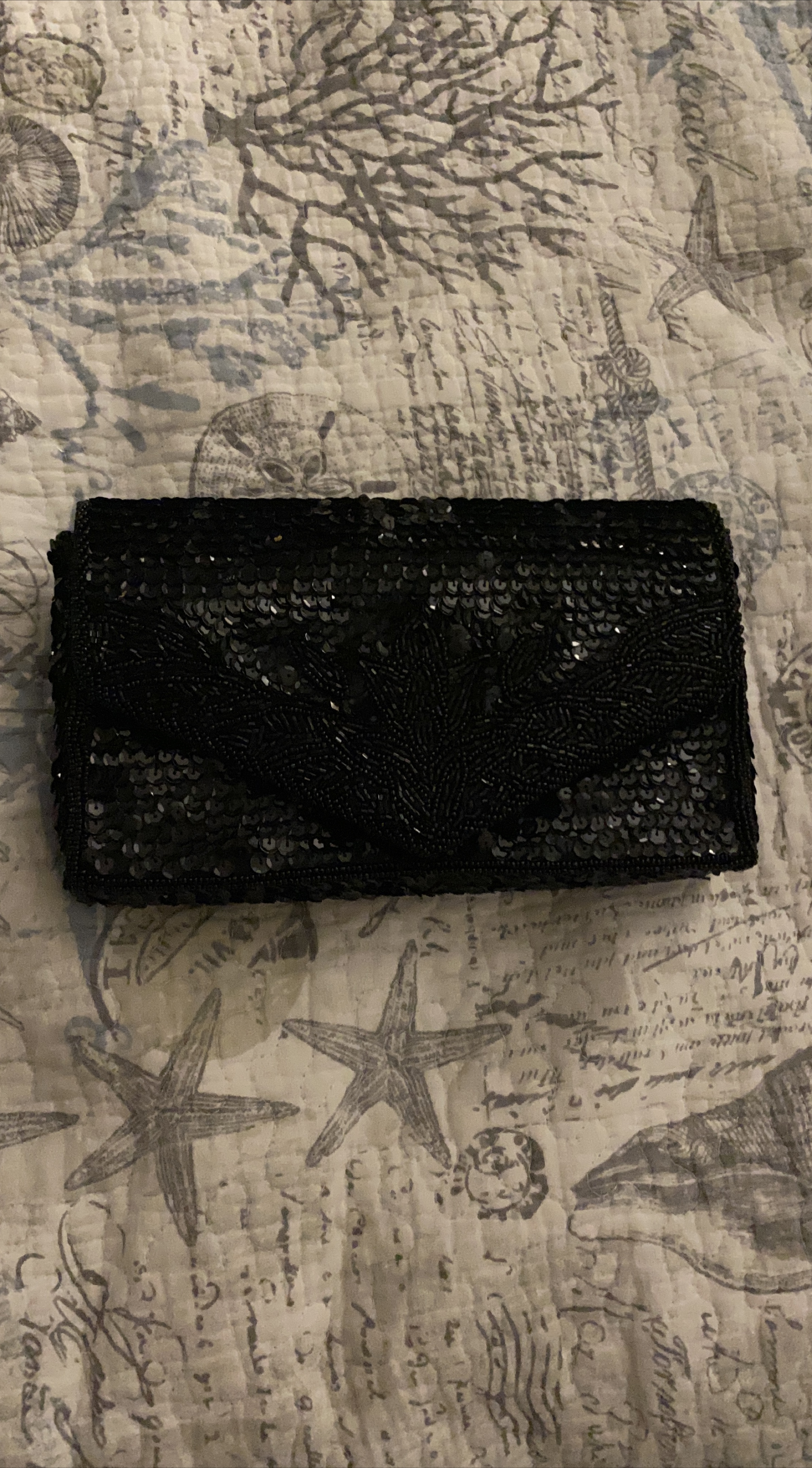 Black Beaded Clutch Purse