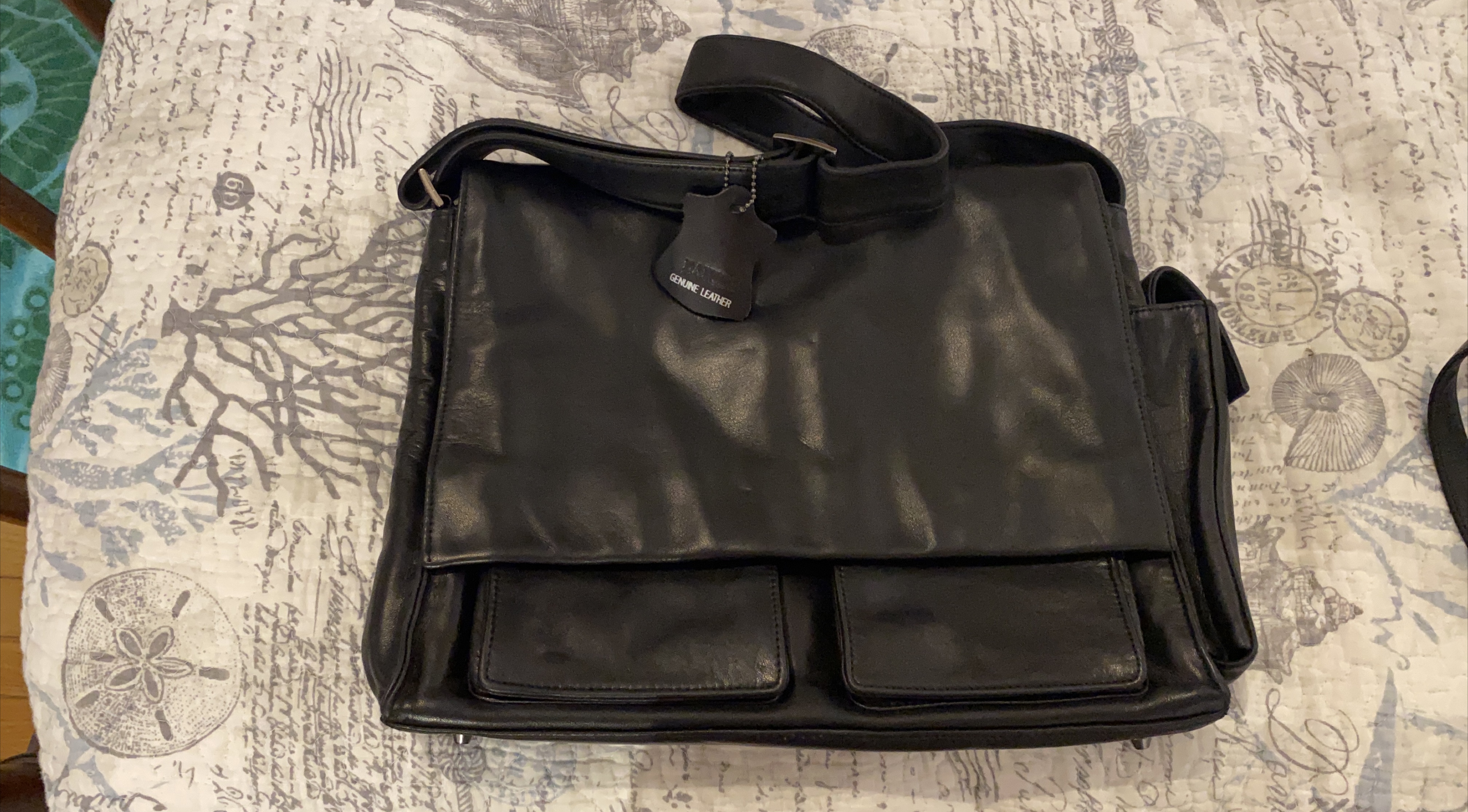 Genuine Leather Black Satchel Bag