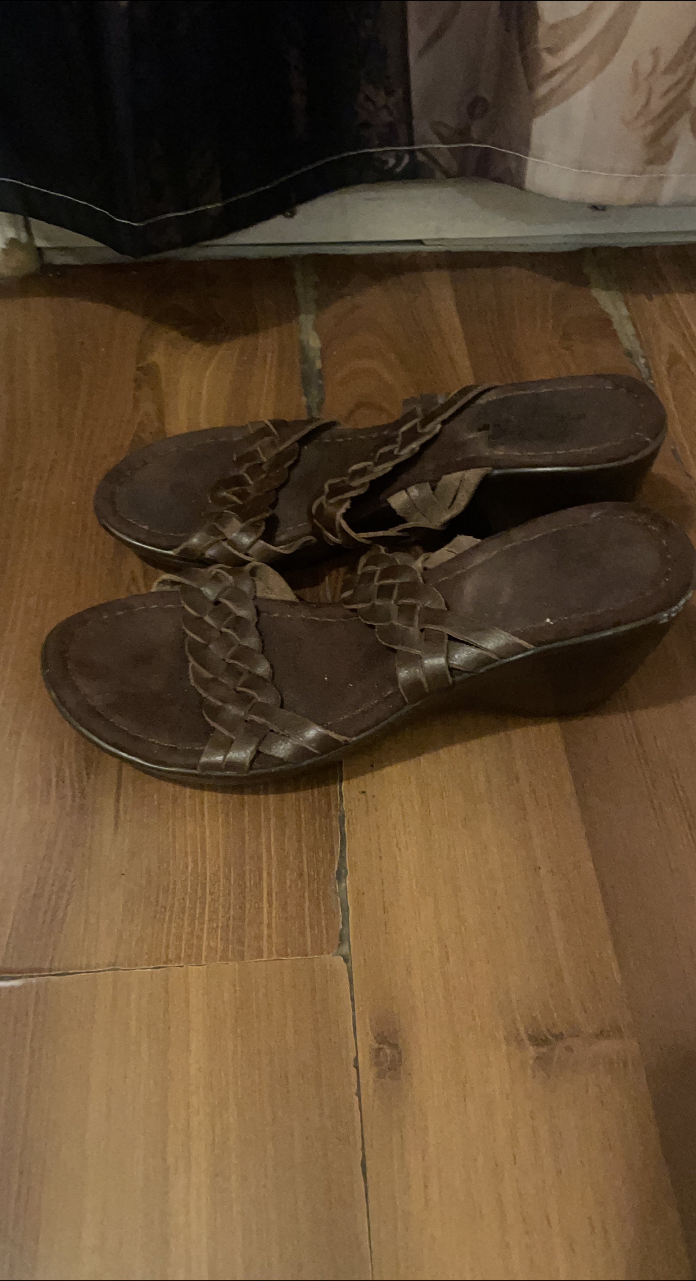 Brown Braided Wedge Sandals thumbnail
