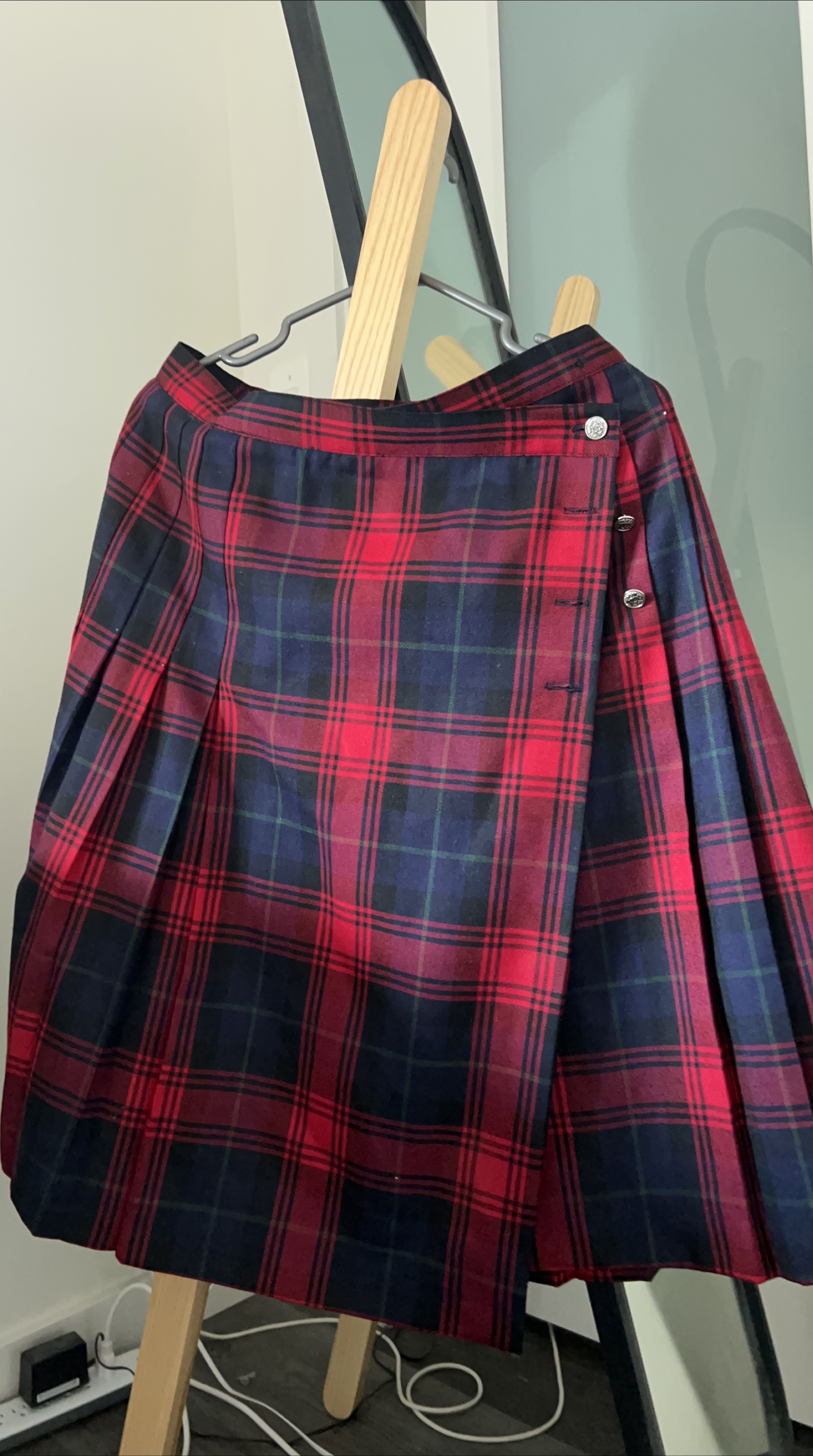 Red Plaid Pleated Kilt Skirt thumbnail