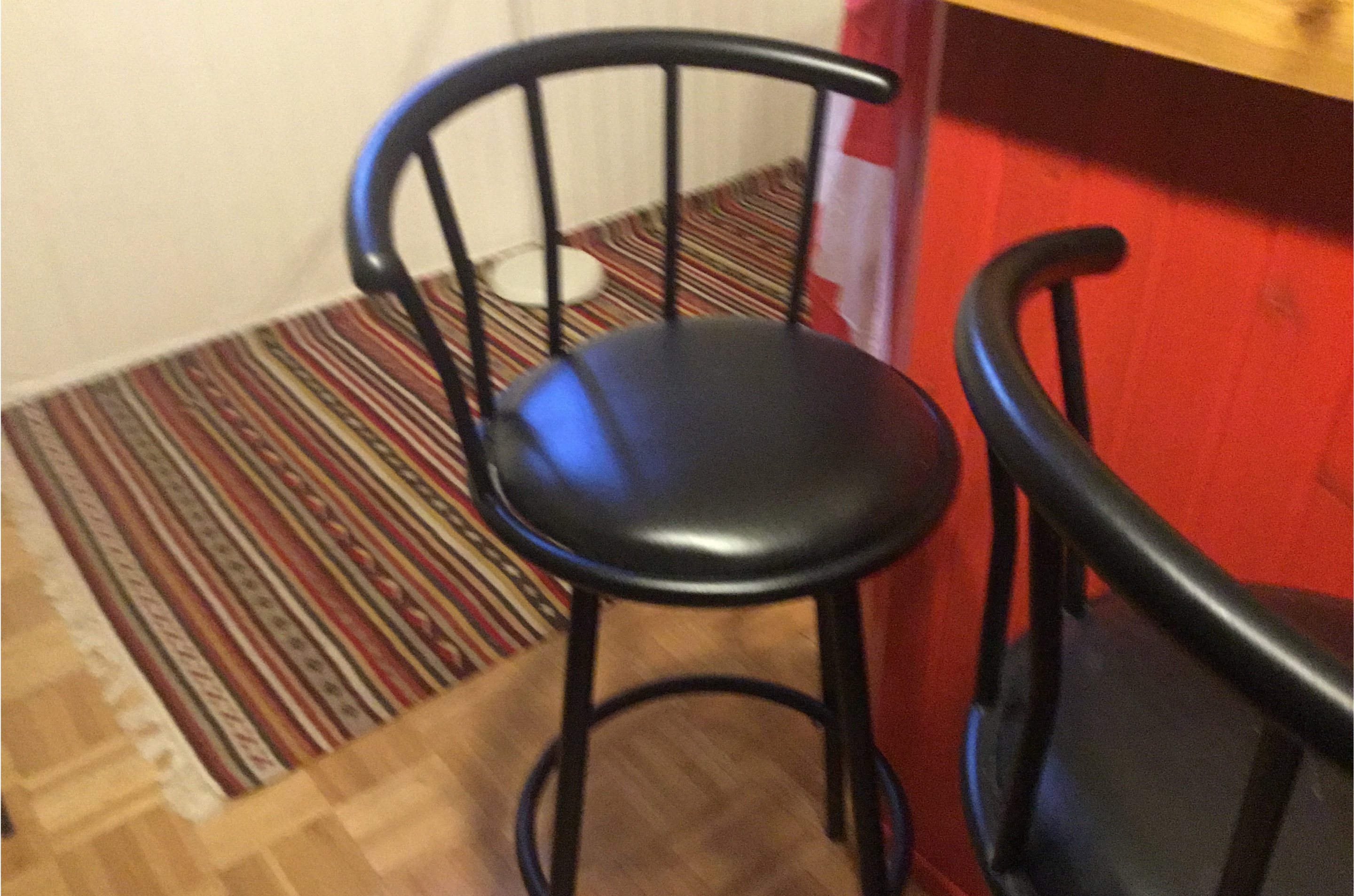 4 Black Bar Stools with Backrest
