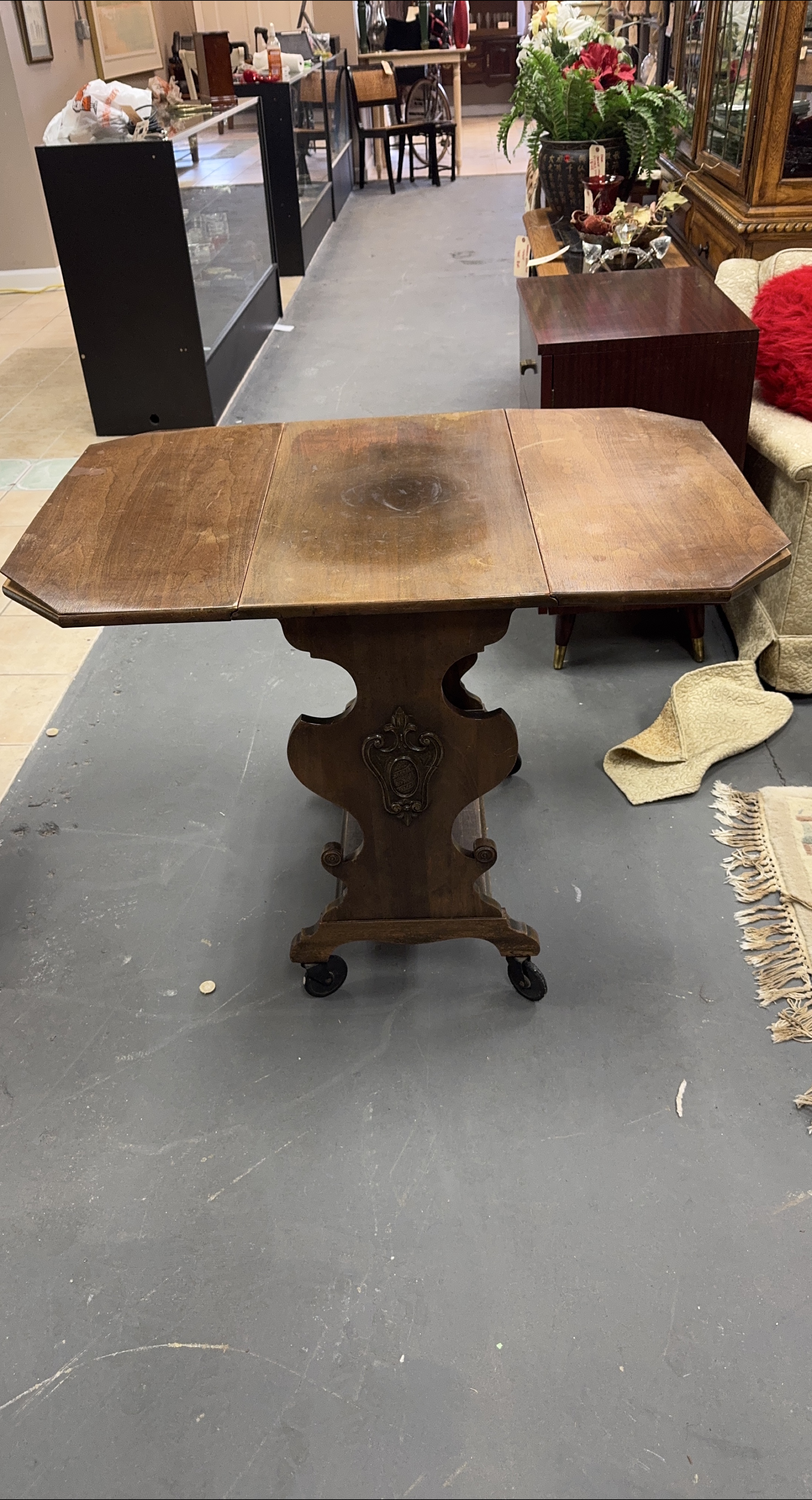 Vintage Drop Leaf Table with Wheels thumbnail