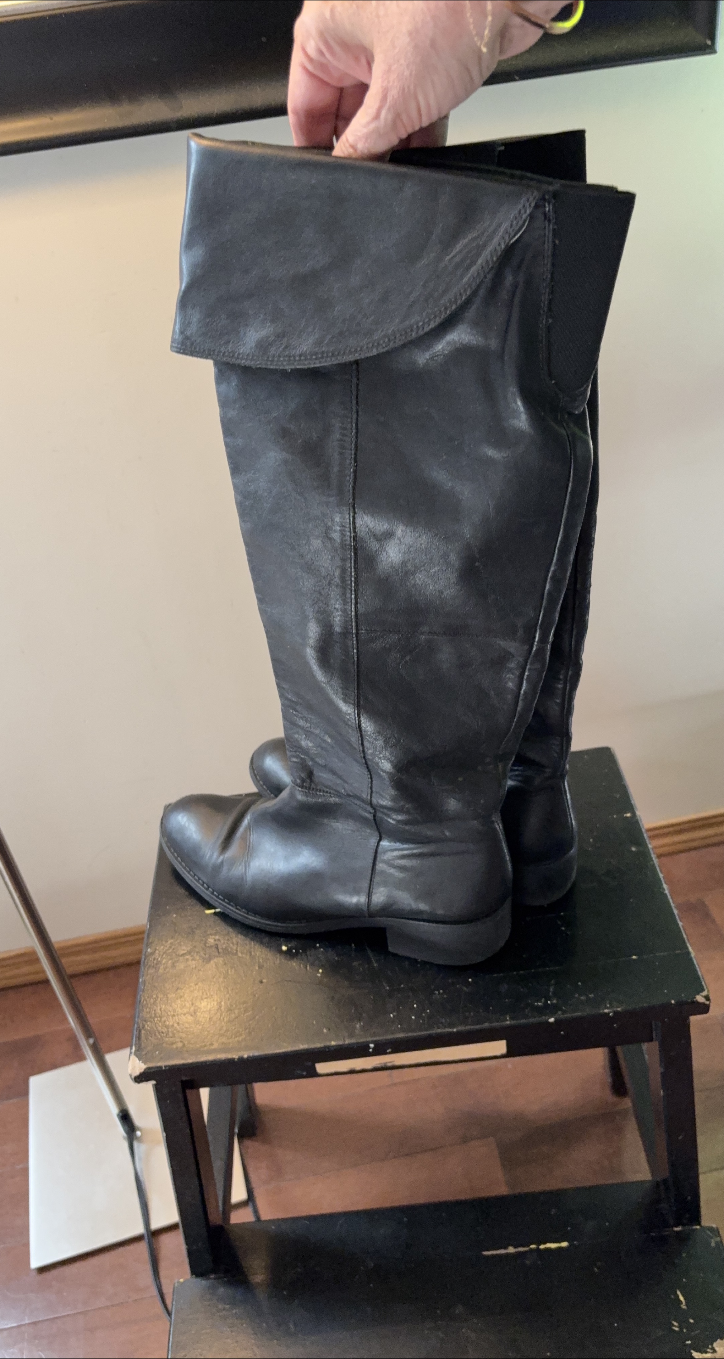 Black Leather Stephane de Raucourt Over-the-Knee Boots thumbnail