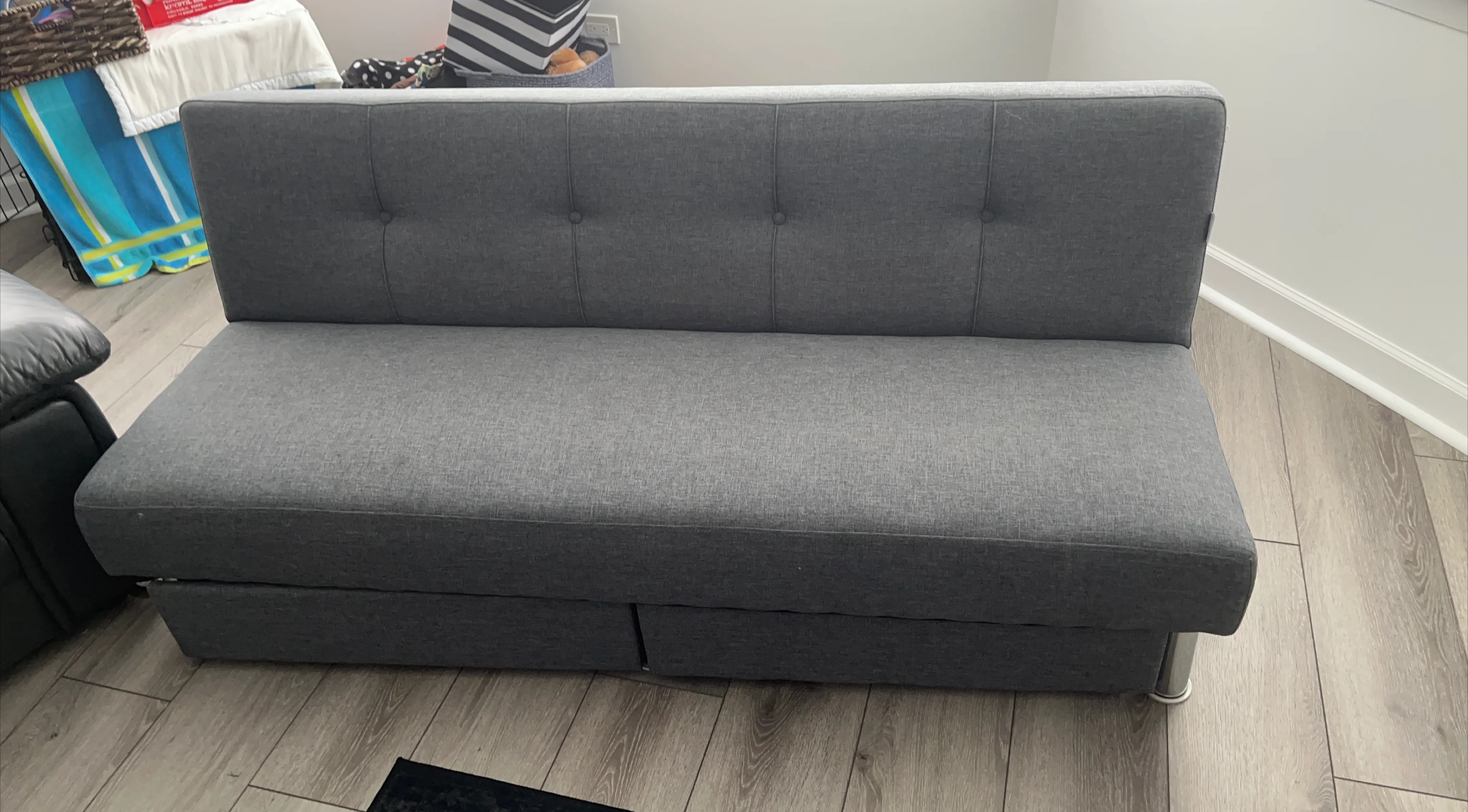 Gray Futon Sofa Bed with Storage